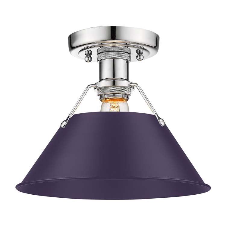 Yep by Golden Lighting Orwell 1-light Flush Mount in Chrome and Exotic Purple shade - Default Title - Golden Lighting