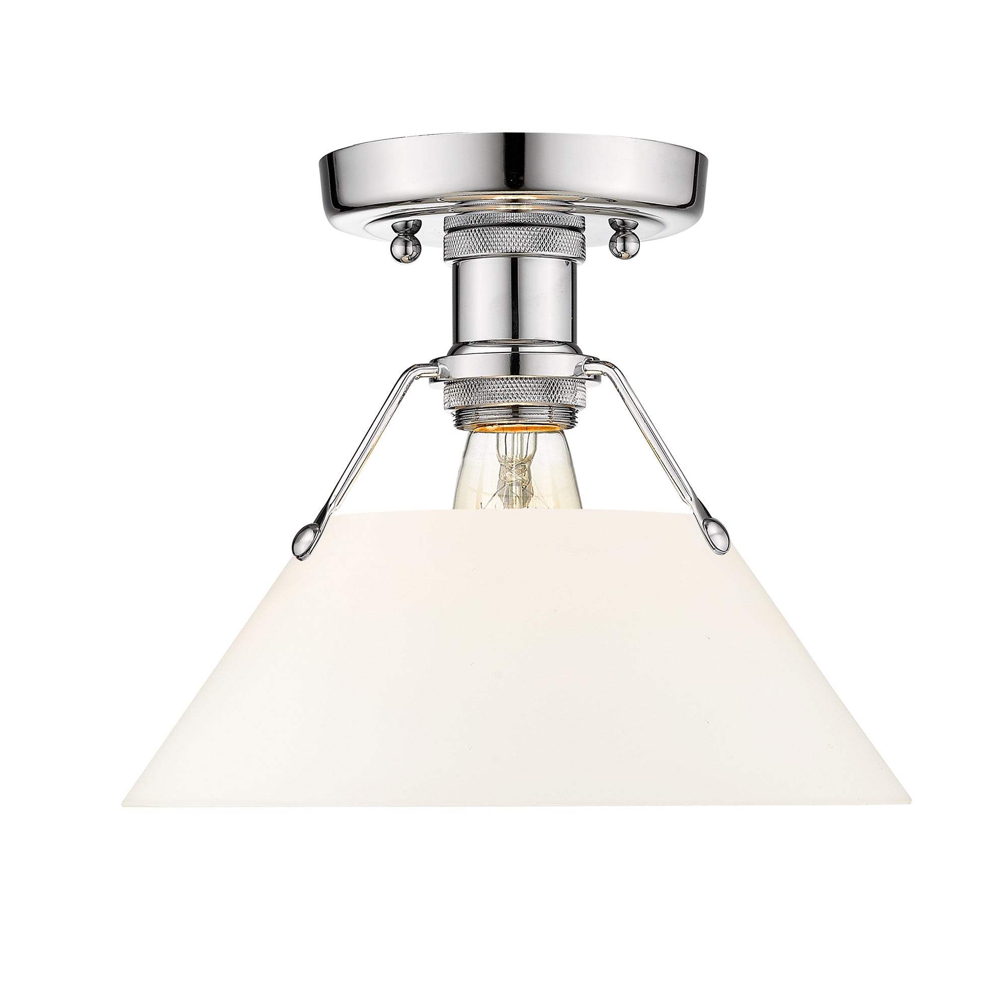 Orwell 1-Light Flush Mount in Chrome with Opal Glass - - Golden Lighting