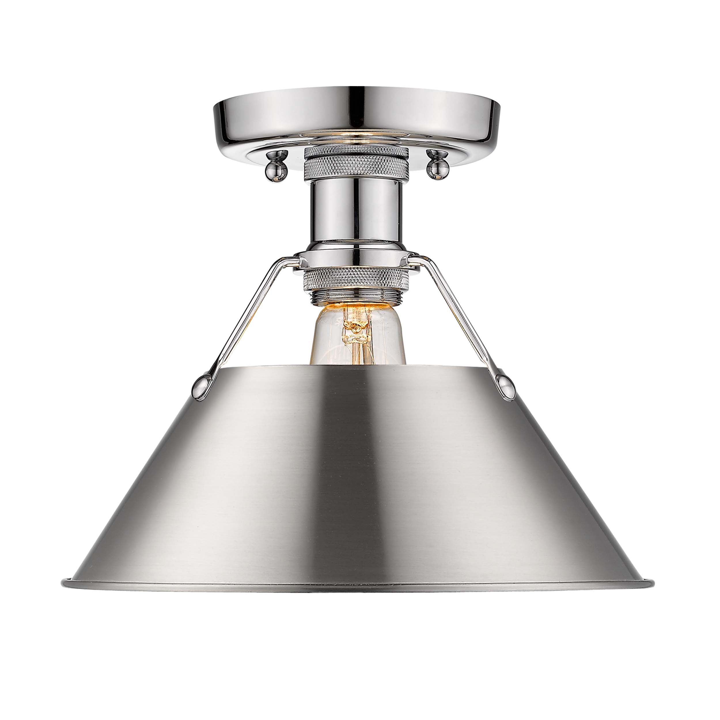 Yep by Golden Lighting Orwell 1-light Flush Mount in Chrome and Pewter shade - Default Title - Golden Lighting
