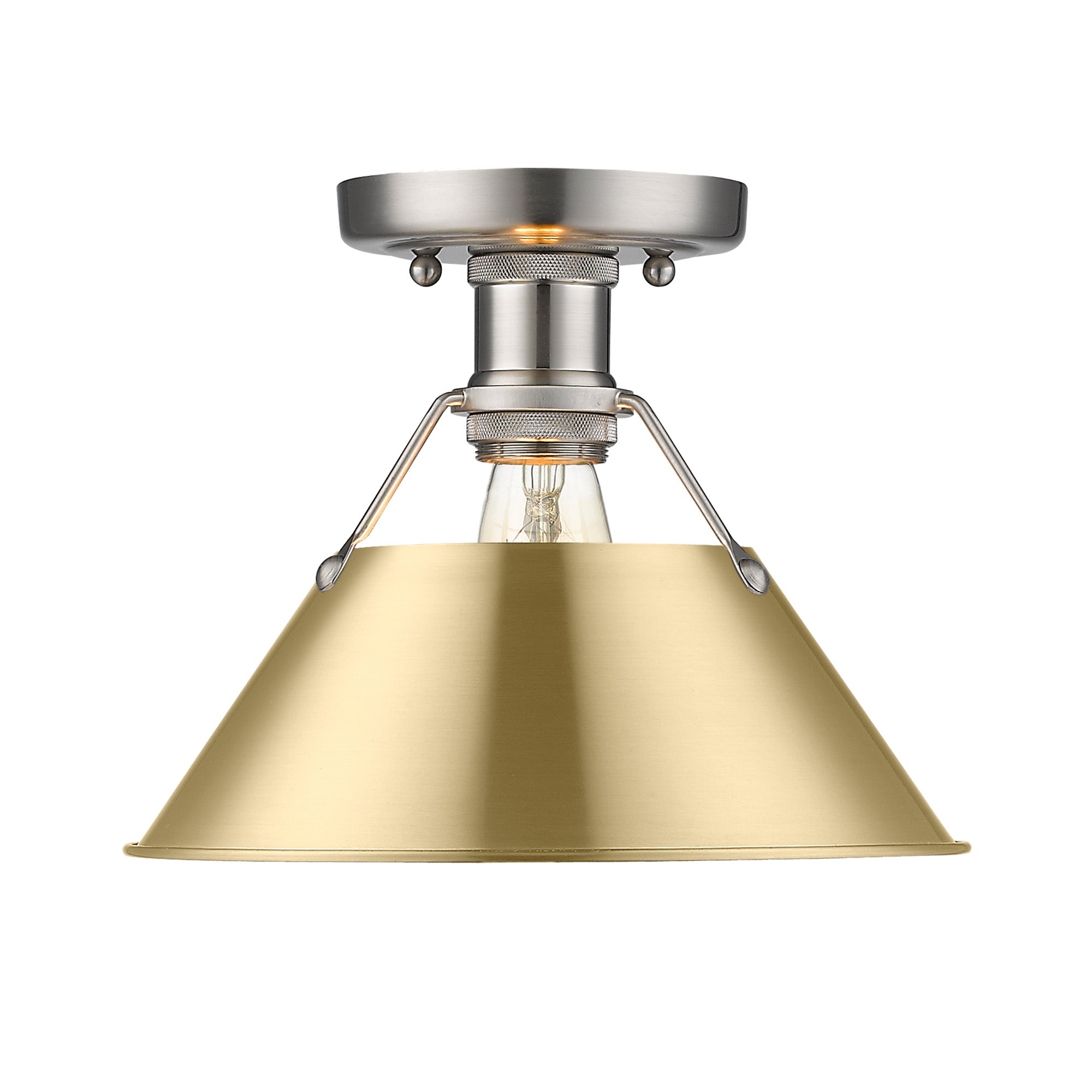 Yep by Golden Lighting Orwell 1-light Flush Mount in Pewter and Brushed Champagne Brass shade - Default Title - Golden Lighting