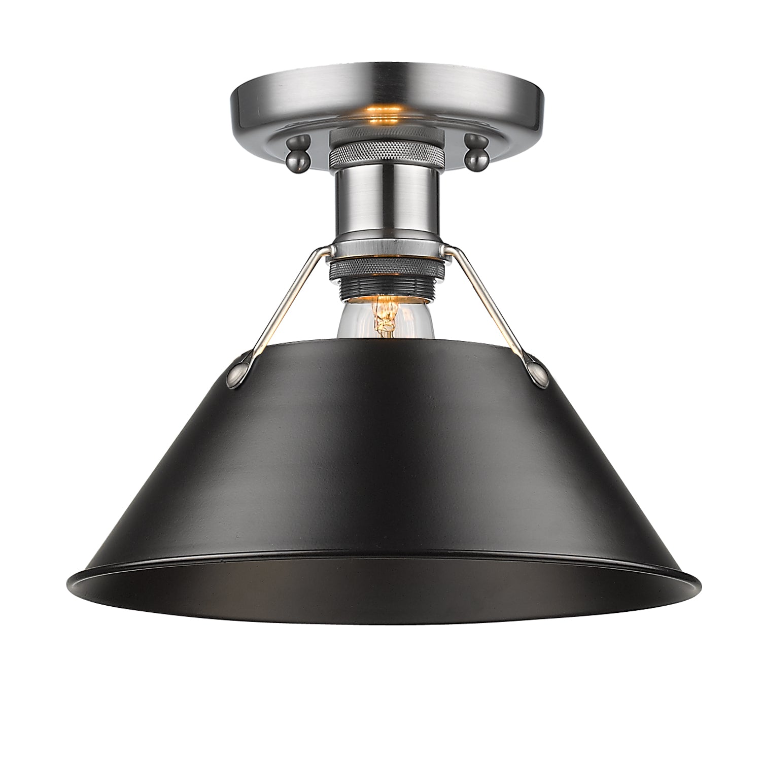 Orwell 1-Light Flush Mount in Pewter with Matte Black - Default Title - Golden Lighting