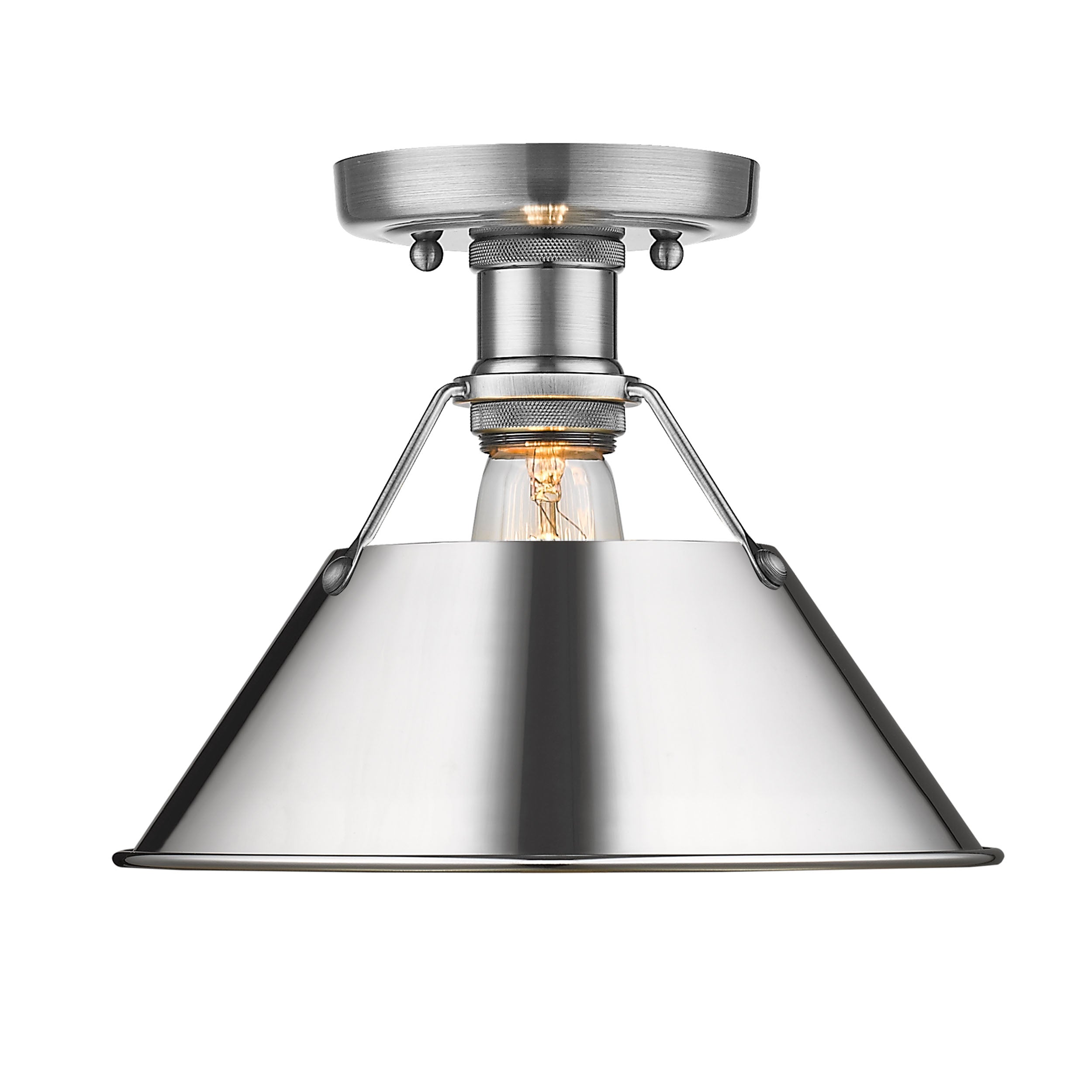 Yep by Golden Lighting Orwell 1-light Flush Mount in Pewter and Chrome shade - - Golden Lighting