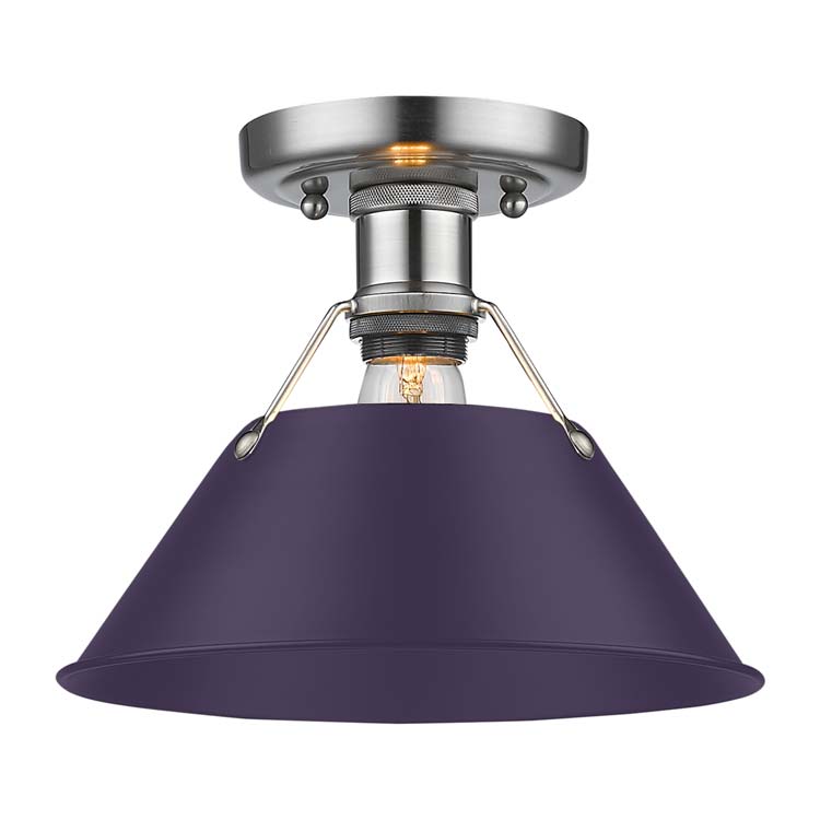 Yep by Golden Lighting Orwell 1-light Flush Mount in Pewter and Exotic Purple shade - Default Title - Golden Lighting