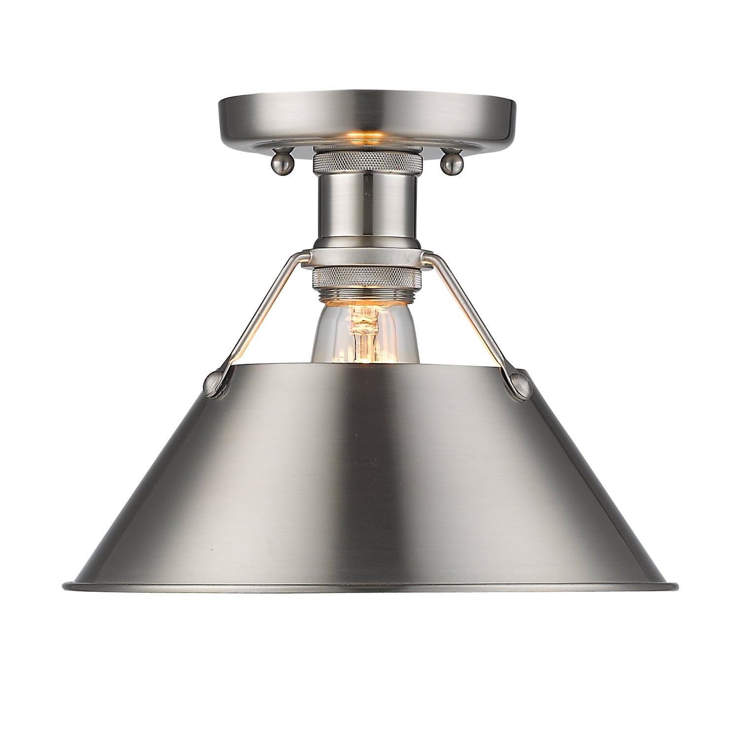 Yep by Golden Lighting Orwell 1-light Flush Mount in Pewter - - Golden Lighting