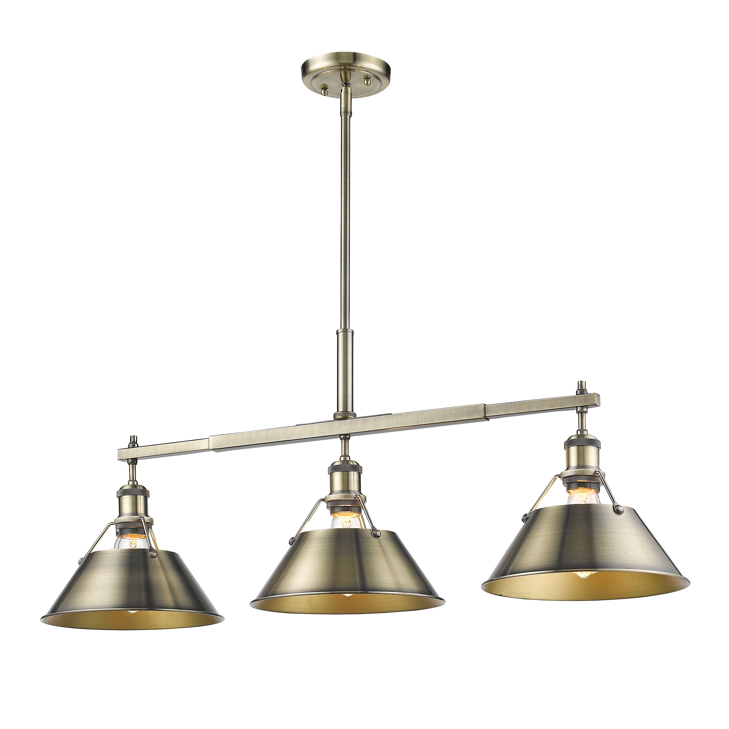 Yep by Golden Lighting Orwell 3-light Island Light in Aged Brass - - Golden Lighting