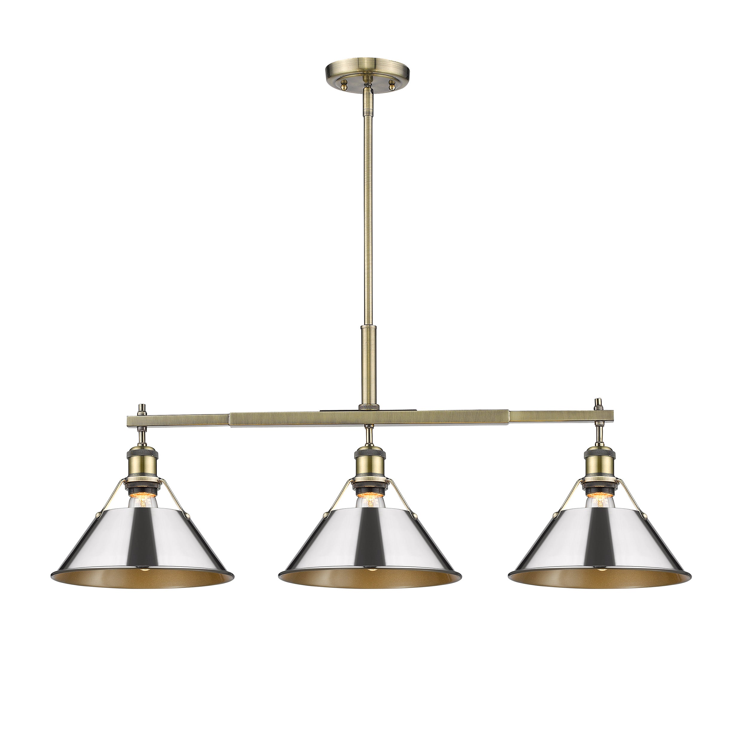 Yep by Golden Lighting Orwell 3-light Island Light in Aged Brass and Chrome shade - - Golden Lighting