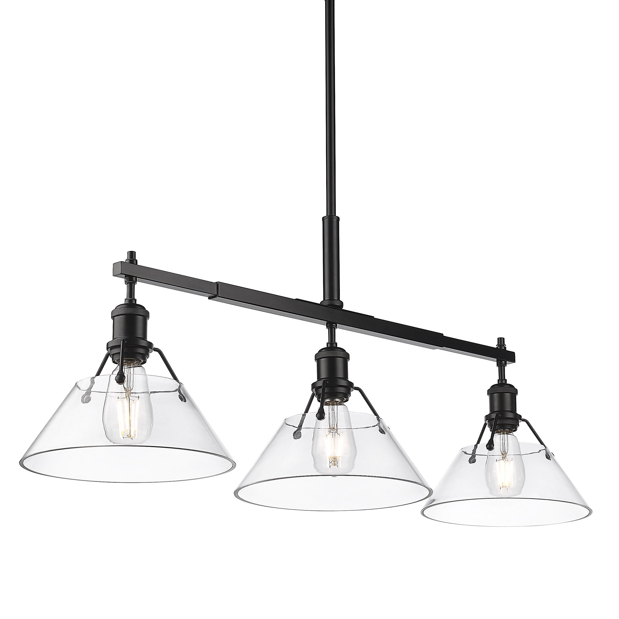 Yep by Golden Lighting Orwell 3-light Island Light in Matte Black and Clear Glass - - Golden Lighting