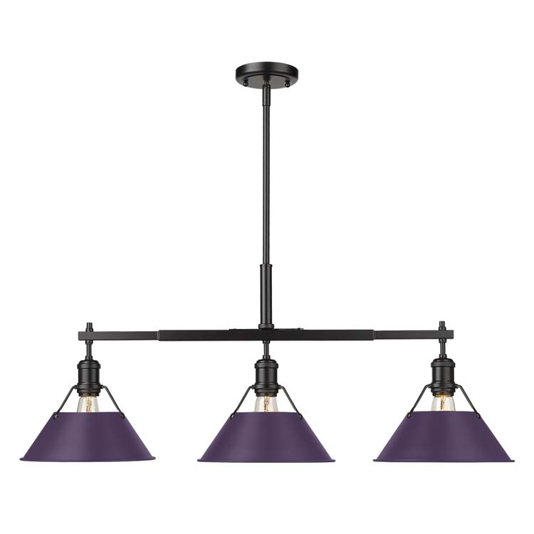Yep by Golden Lighting Orwell 3-light Island Light in Matte Black and Exotic Purple shade - - Golden Lighting