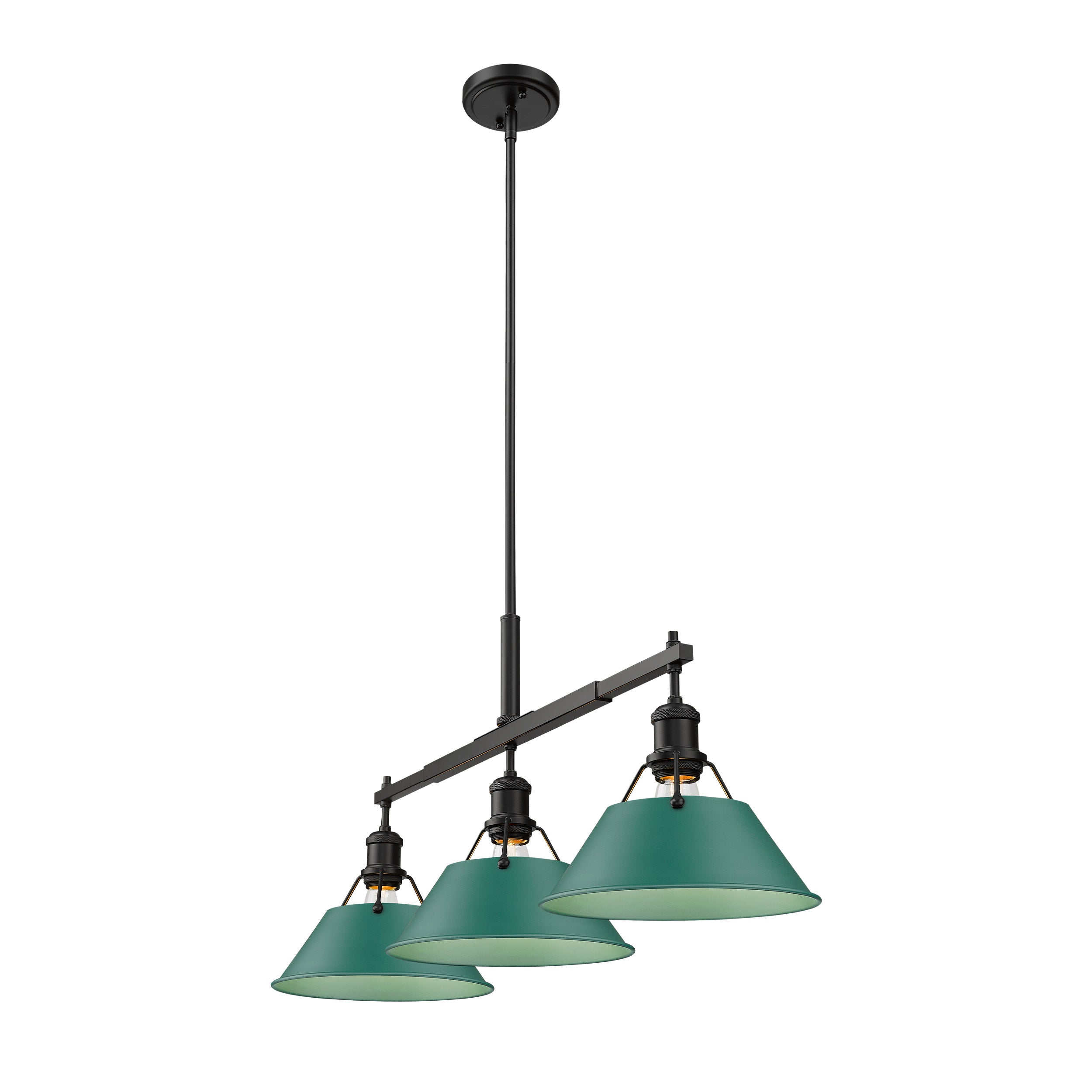 Yep by Golden Lighting Orwell 3-light Island Light in Matte Black and Pine Green shade - - Golden Lighting