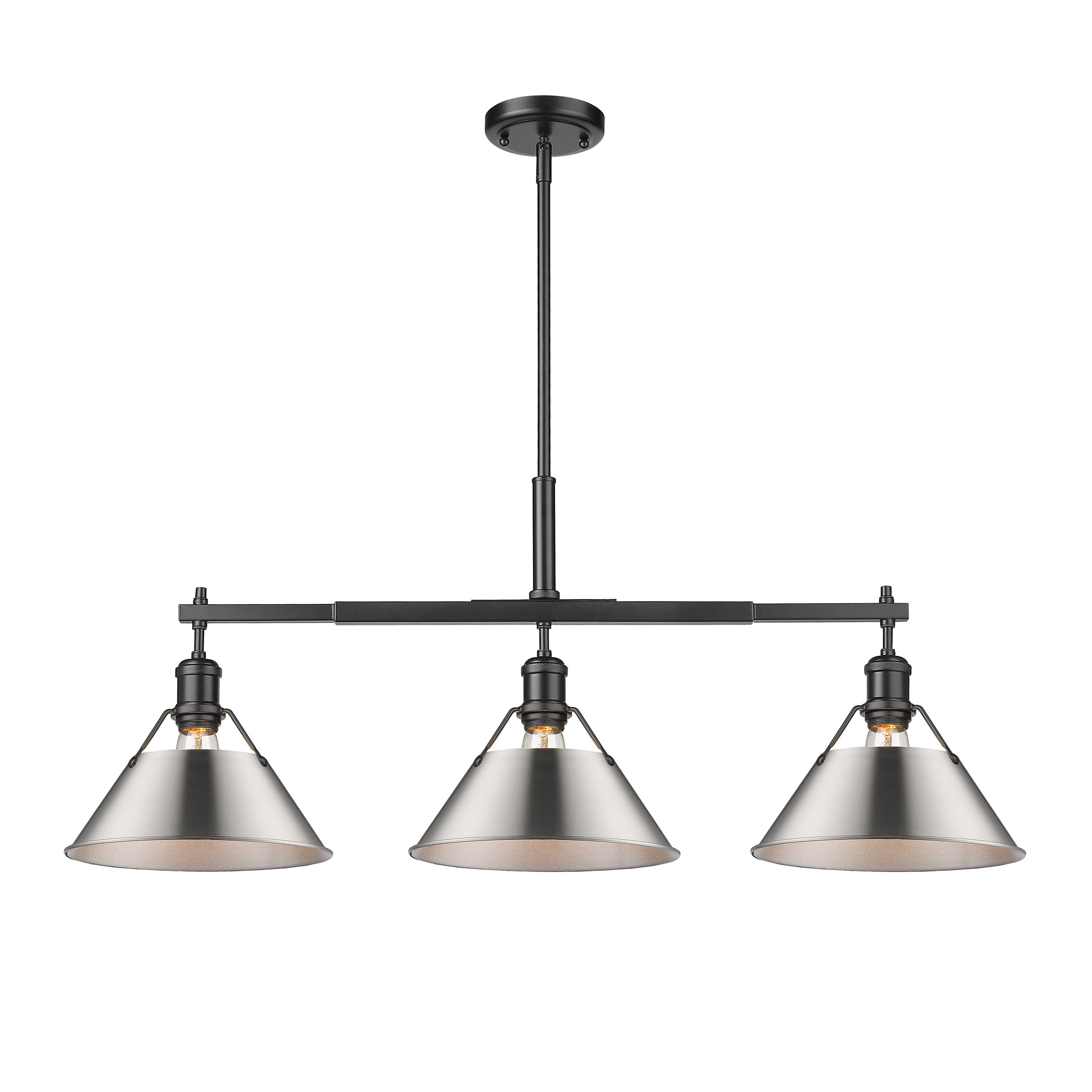Yep by Golden Lighting Orwell 3-light Island Light in Matte Black and Pewter shade - - Golden Lighting