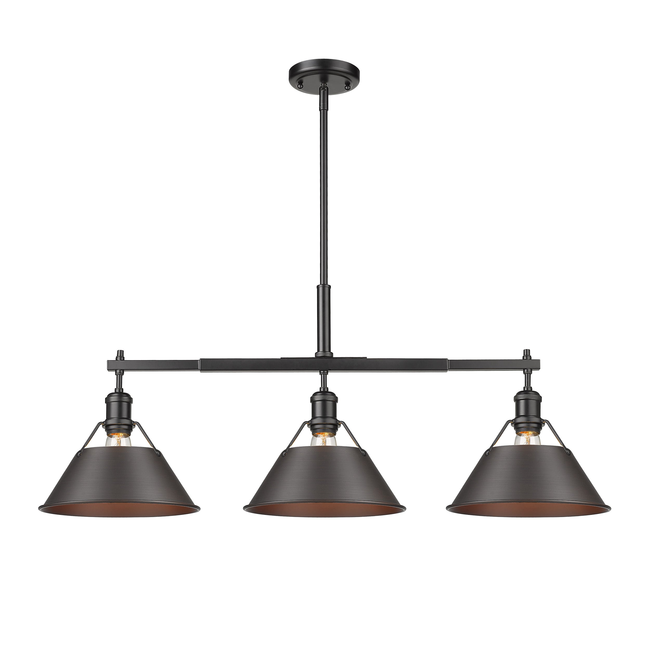 Yep by Golden Lighting Orwell 3-light Island Light in Matte Black and Rubbed Bronze shade - - Golden Lighting