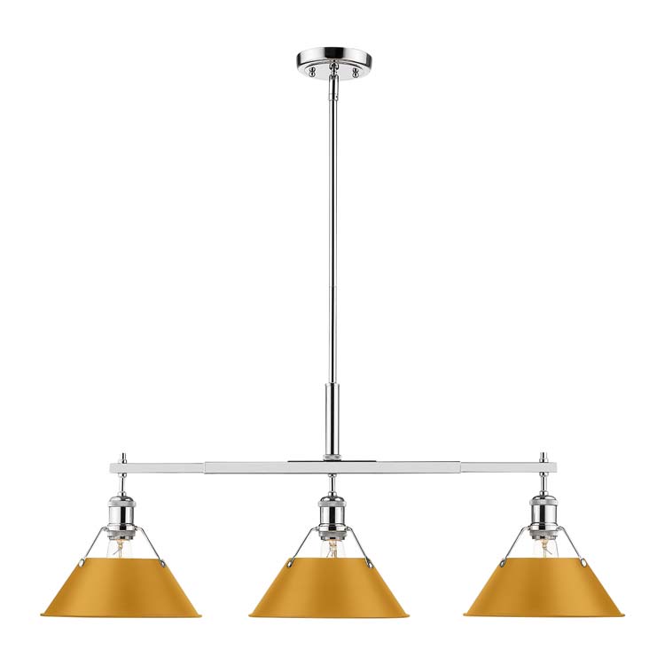 Yep by Golden Lighting Orwell 3-light Island Light in Chrome and Auric Yellow shade - - Golden Lighting