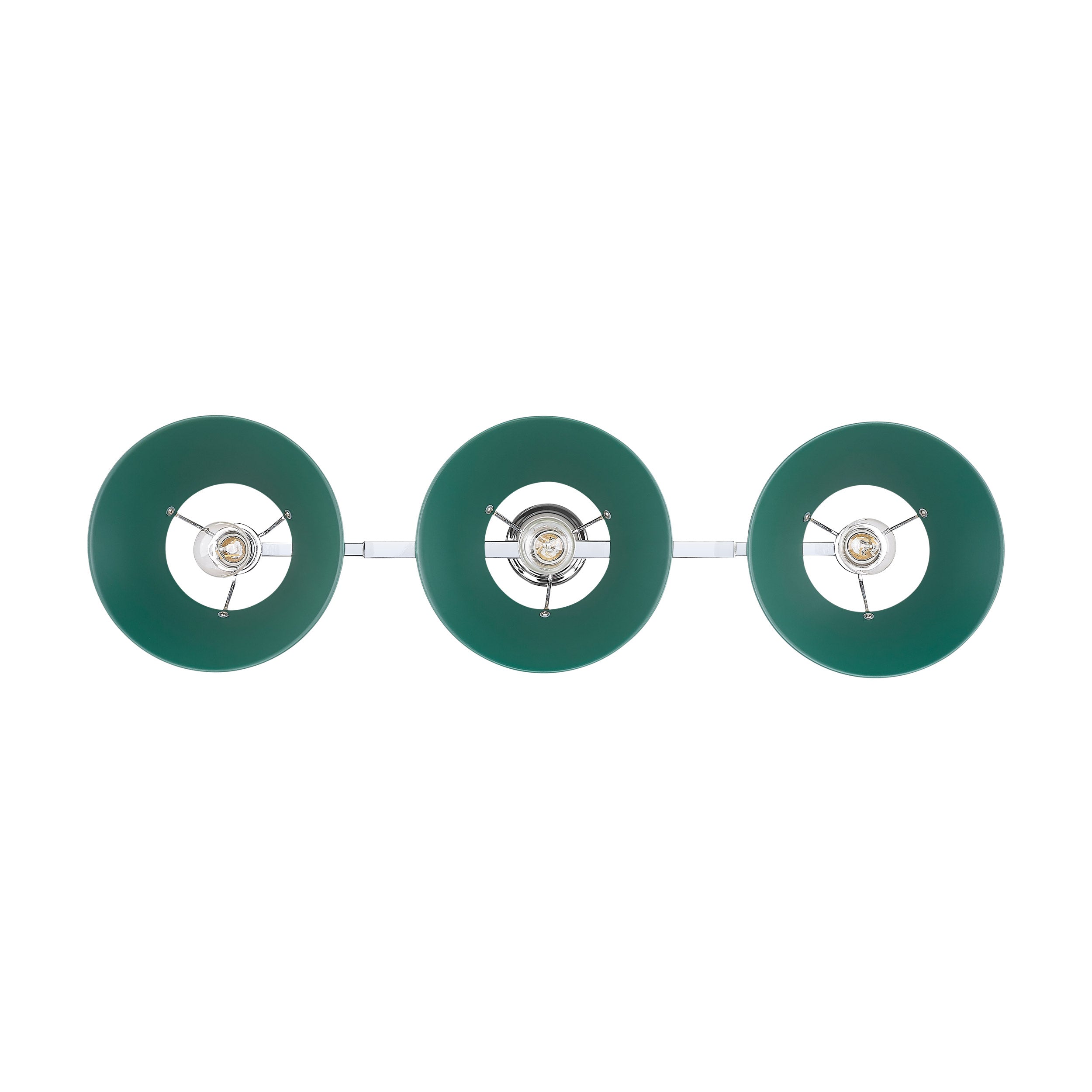 Yep by Golden Lighting Orwell 3-light Island Light in Chrome and Pine Green shade - - Golden Lighting