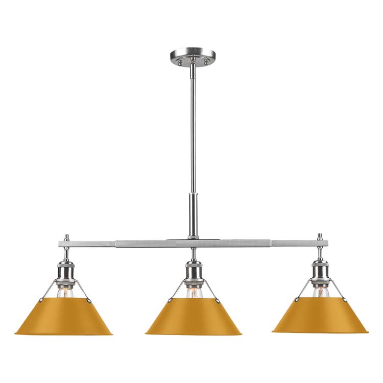 Yep by Golden Lighting Orwell 3-light Island Light in Pewter and Auric Yellow shade - - Golden Lighting