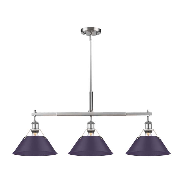Yep by Golden Lighting Orwell 3-light Island Light in Pewter and Exotic Purple shade - - Golden Lighting