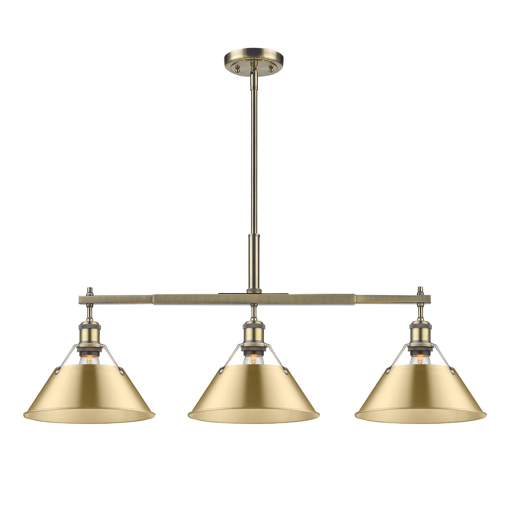 Yep by Golden Lighting Orwell 3-light Island Light in Aged Brass and Brushed Champagne Brass shade - - Golden Lighting