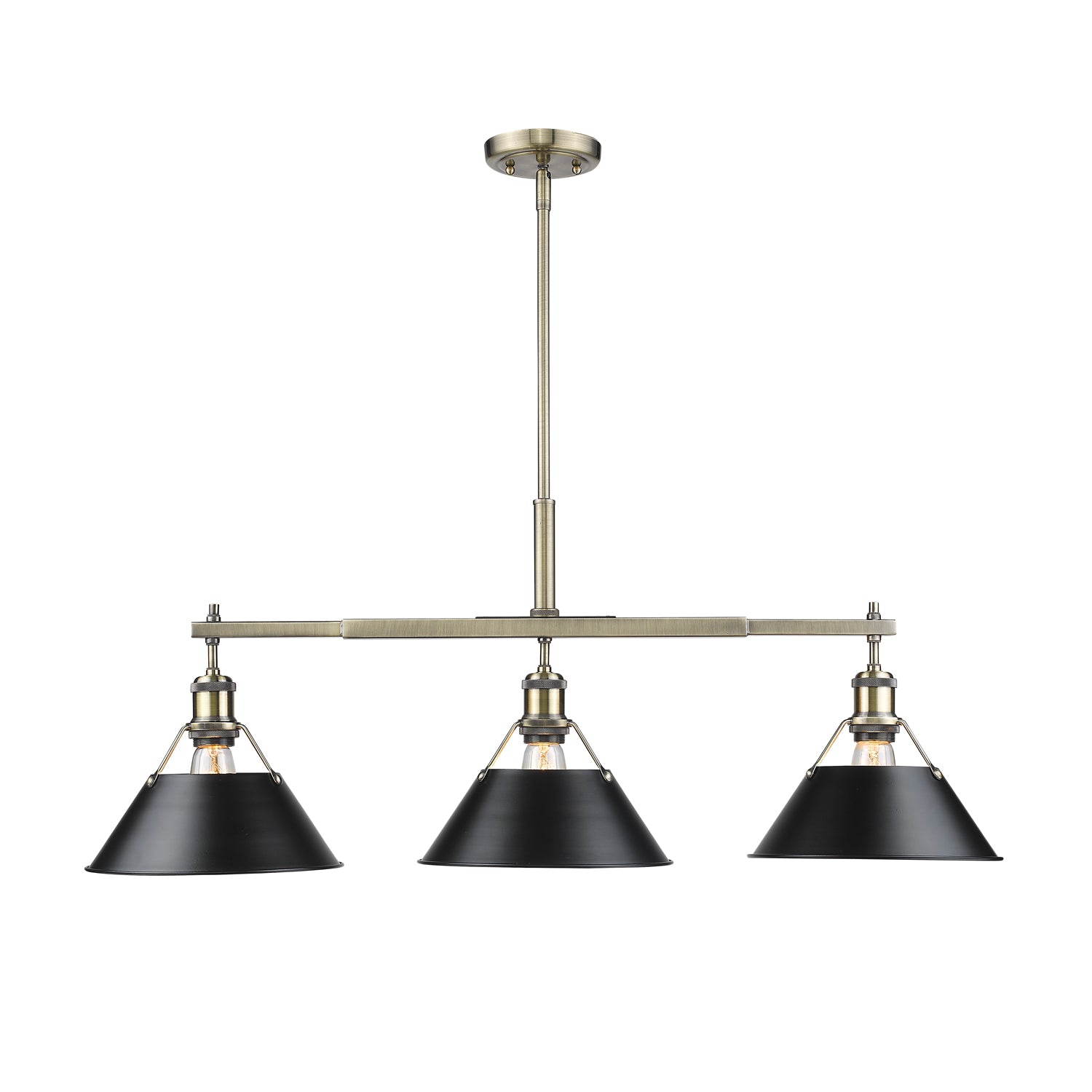 Yep by Golden Lighting Orwell 3-light Island Light in Aged Brass and Matte Black shade - - Golden Lighting