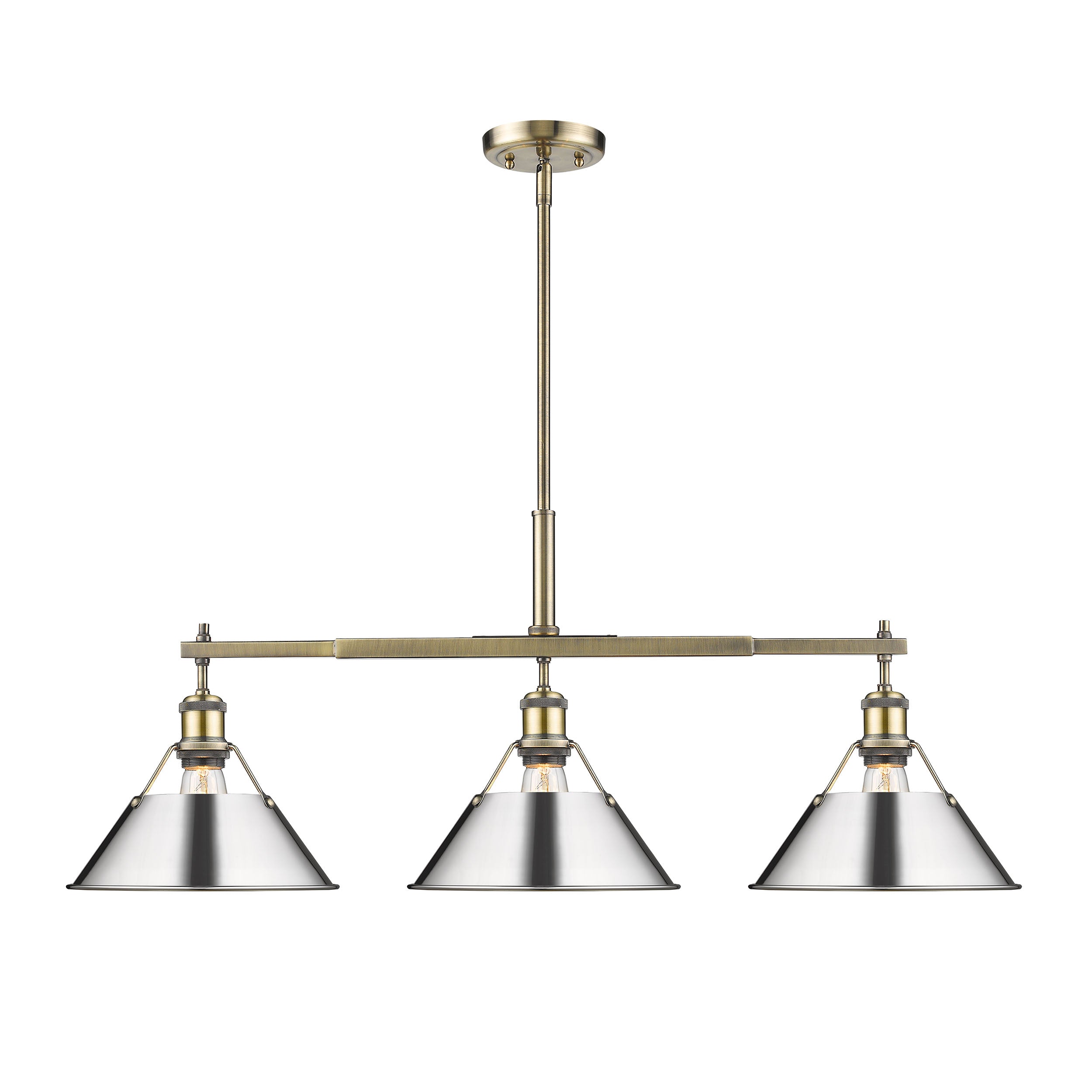 Yep by Golden Lighting Orwell 3-light Island Light in Aged Brass and Chrome shade - - Golden Lighting