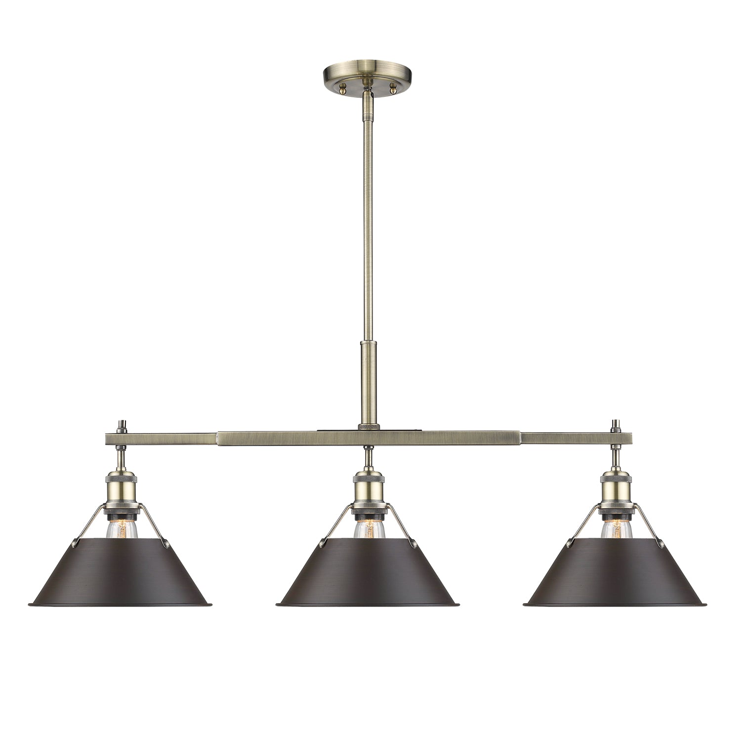 Yep by Golden Lighting Orwell 3-light Island Light in Aged Brass and Rubbed Bronze shade - - Golden Lighting
