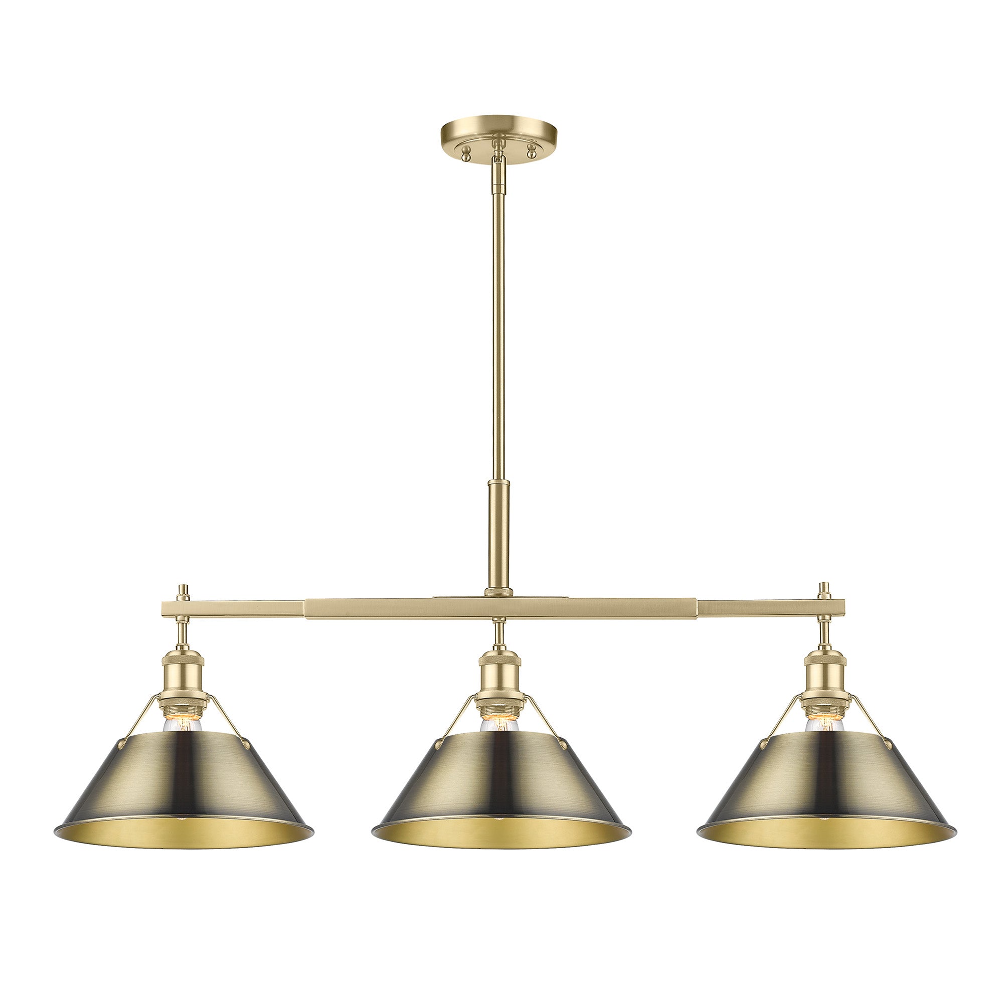 Yep by Golden Lighting Orwell 3-light Island Light in Brushed Champagne Brass and Aged Brass shade - - Golden Lighting