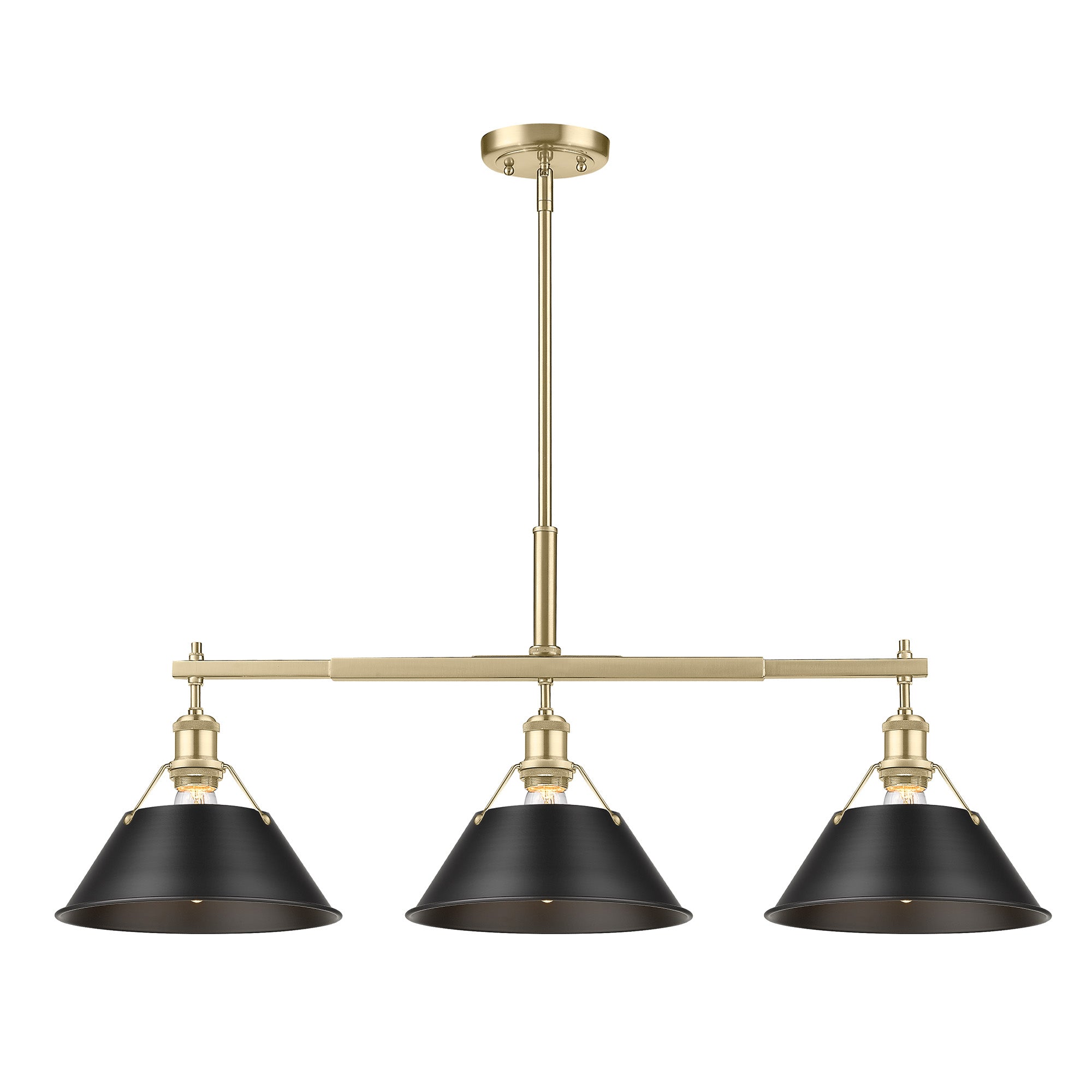 Yep by Golden Lighting Orwell 3-light Island Light in Brushed Champagne Brass and Matte Black shade - - Golden Lighting