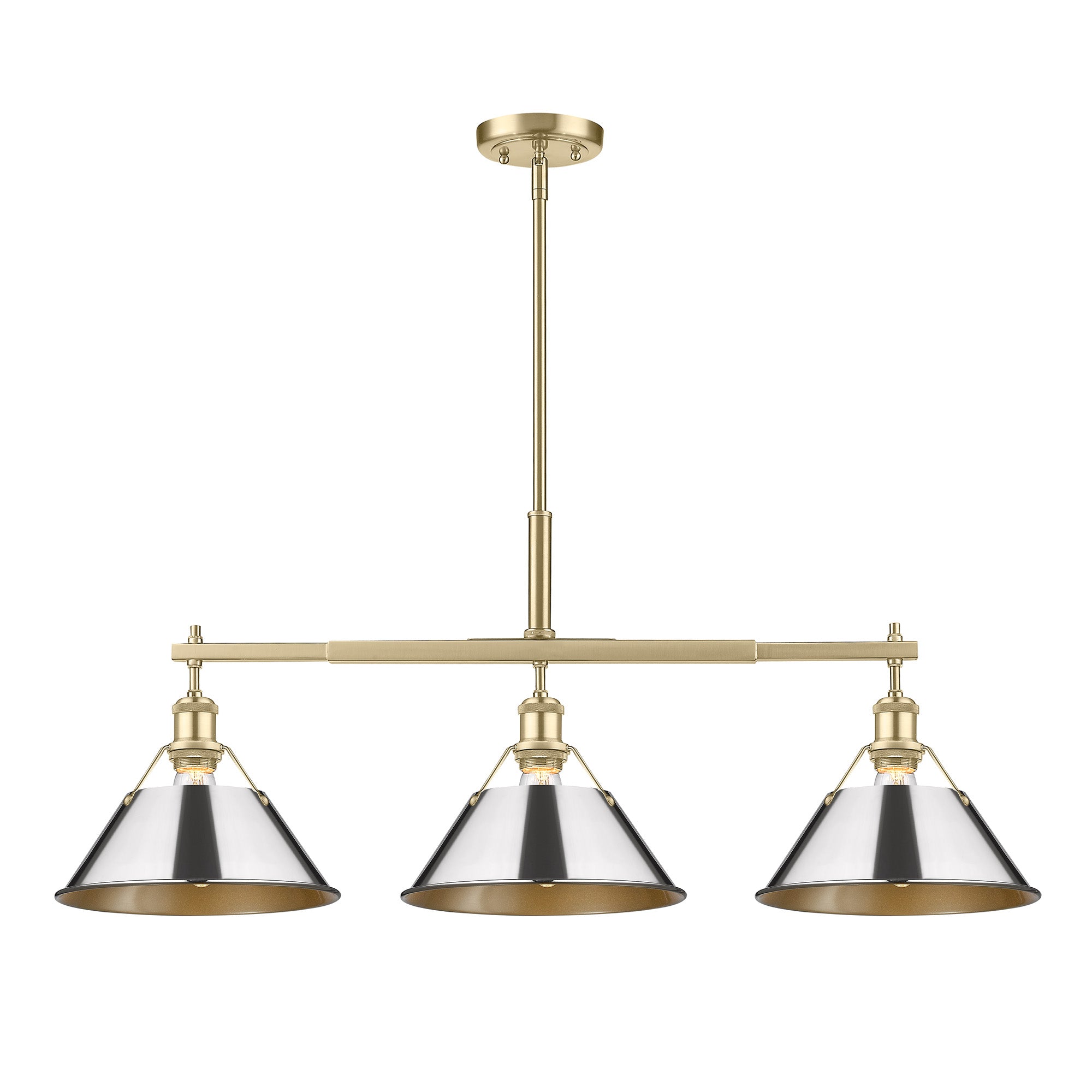 Yep by Golden Lighting Orwell 3-light Island Light in Brushed Champagne Brass and Chrome shade - - Golden Lighting