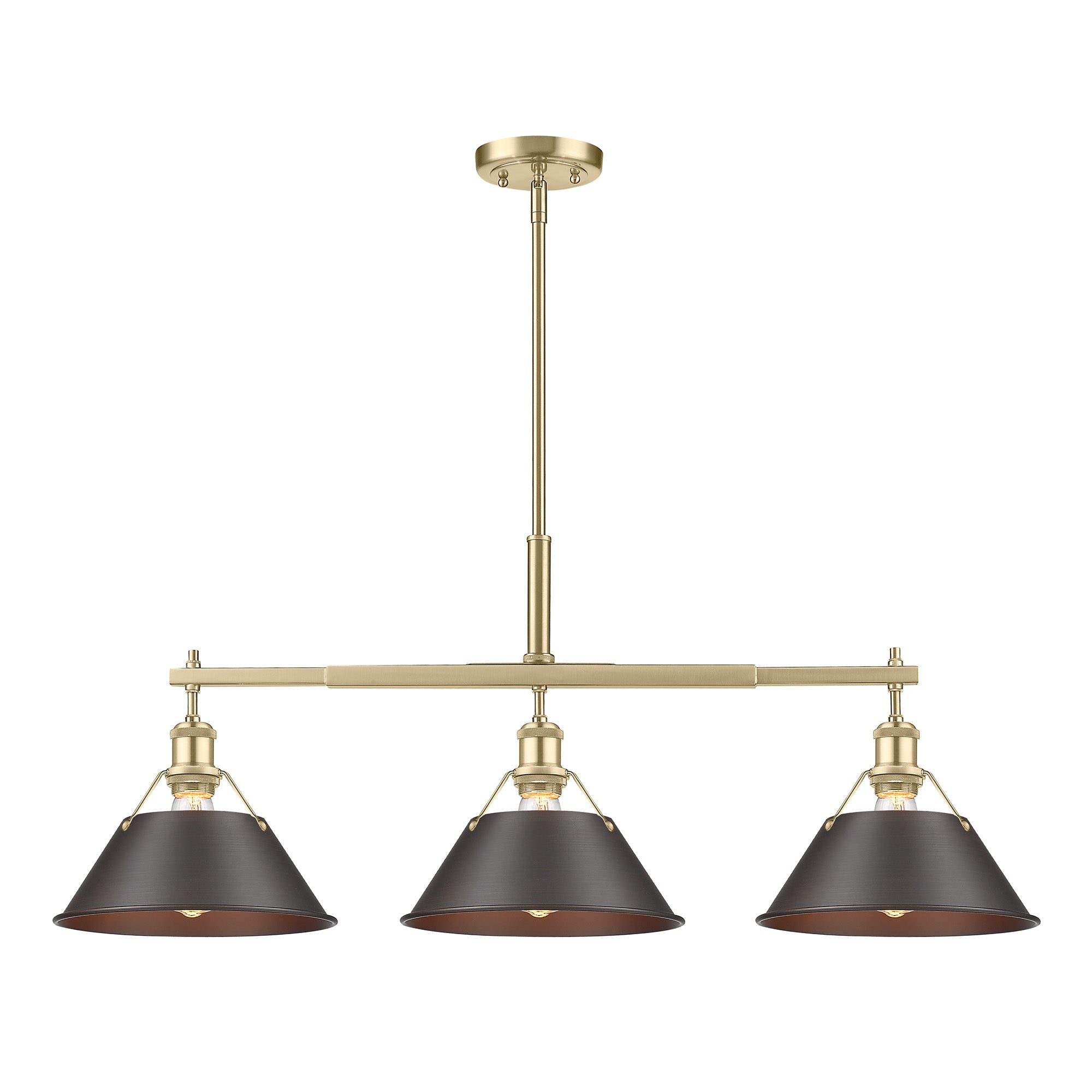 Yep by Golden Lighting Orwell 3-light Island Light in Brushed Champagne Brass and Rubbed Bronze shade