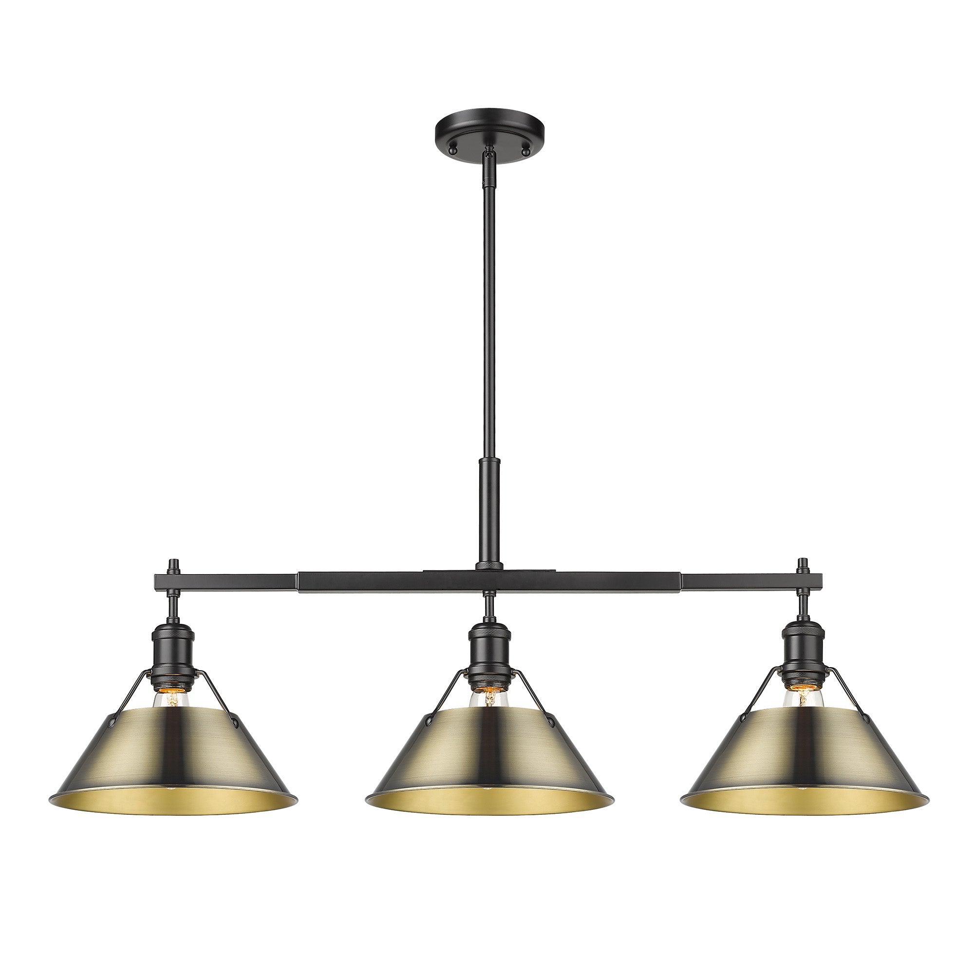 Yep by Golden Lighting Orwell 3-light Island Light in Matte Black and Aged Brass shade - - Golden Lighting