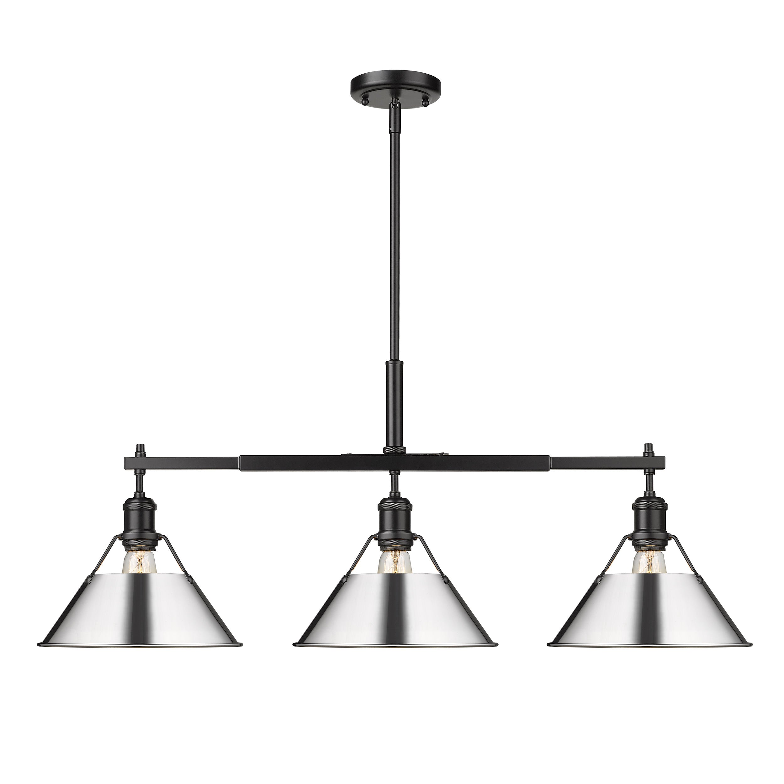 Yep by Golden Lighting Orwell 3-light Island Light in Matte Black and Chrome shade - - Golden Lighting