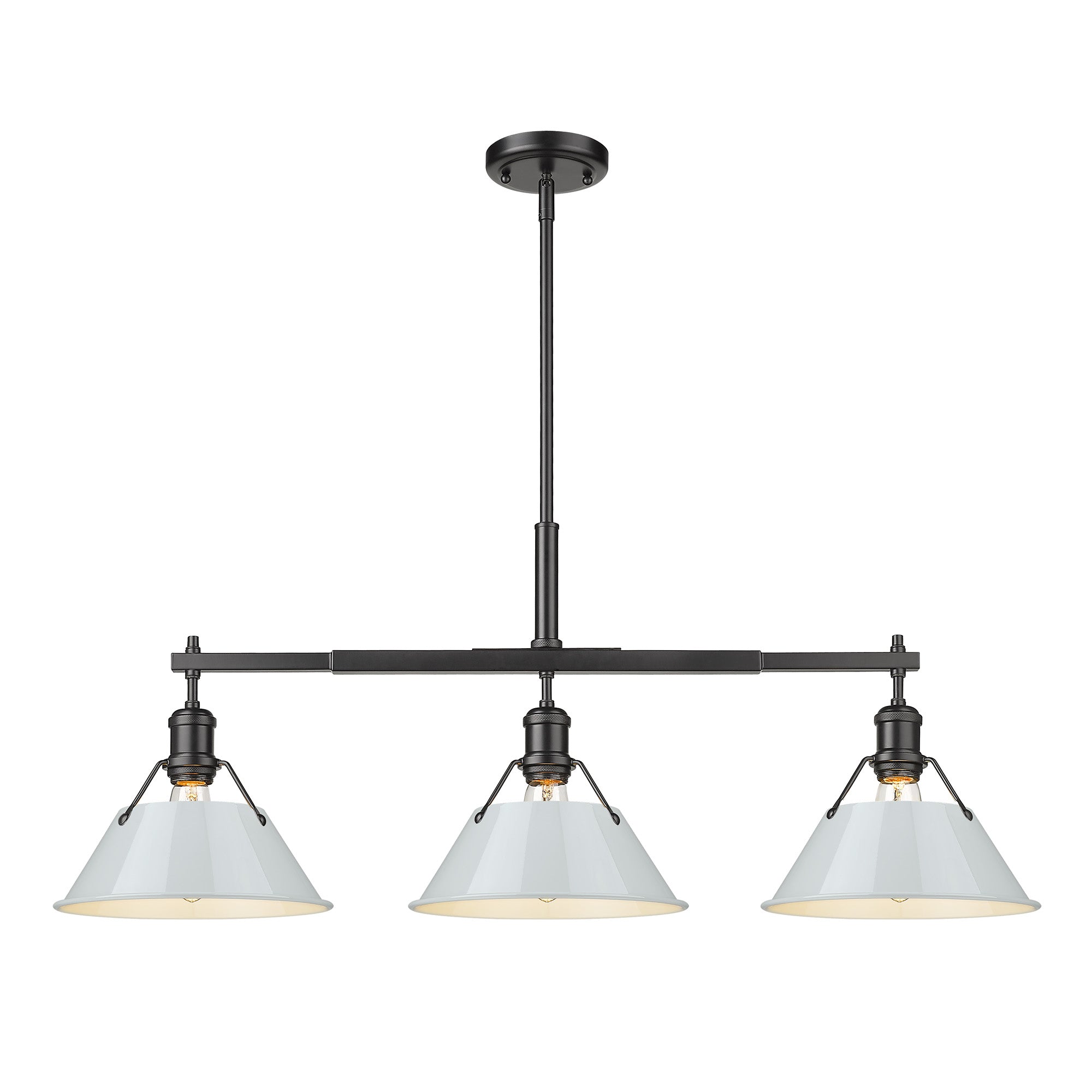Yep by Golden Lighting Orwell 3-light Island Light in Matte Black and Dusky Blue shade - - Golden Lighting