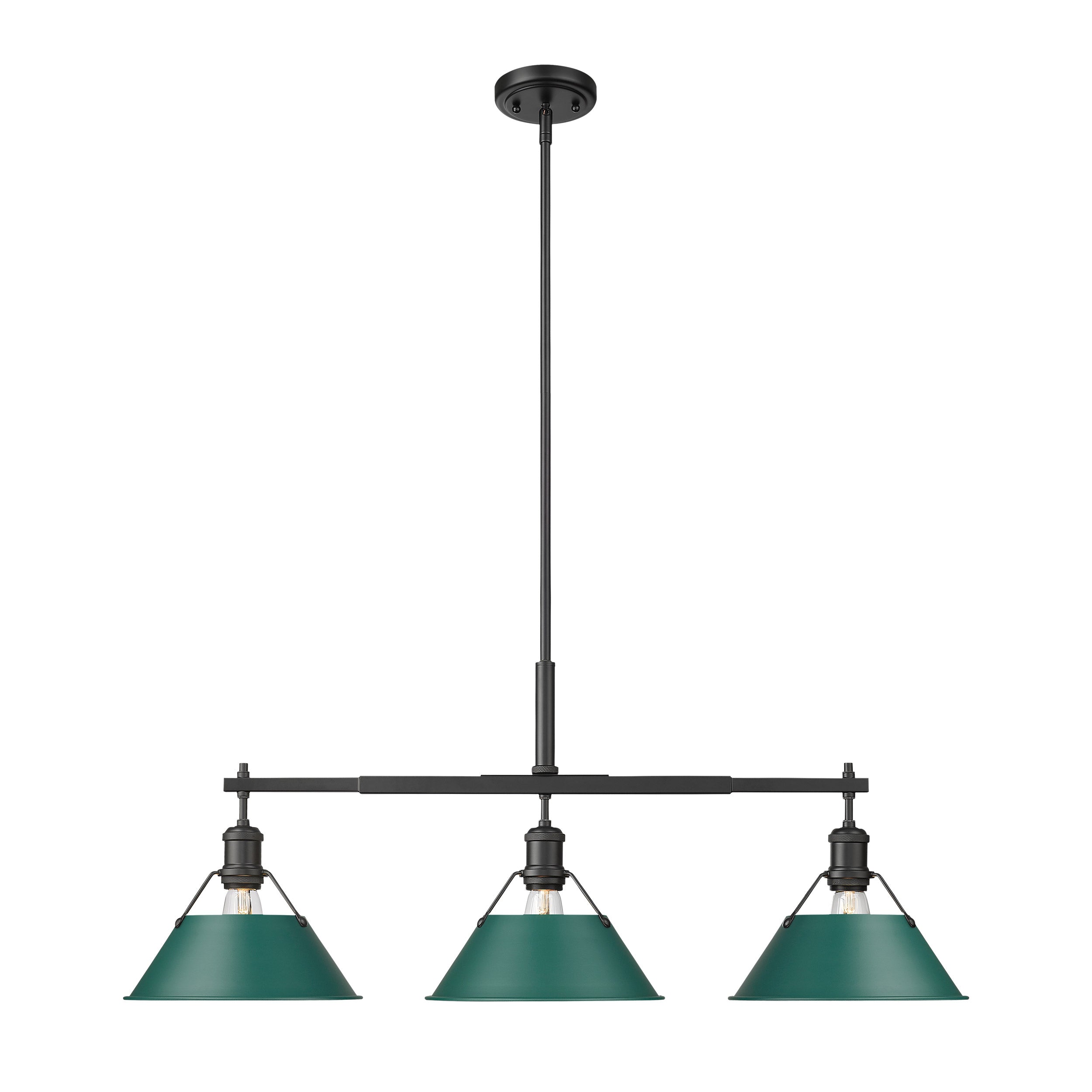Yep by Golden Lighting Orwell 3-light Island Light in Matte Black and Pine Green shade - - Golden Lighting