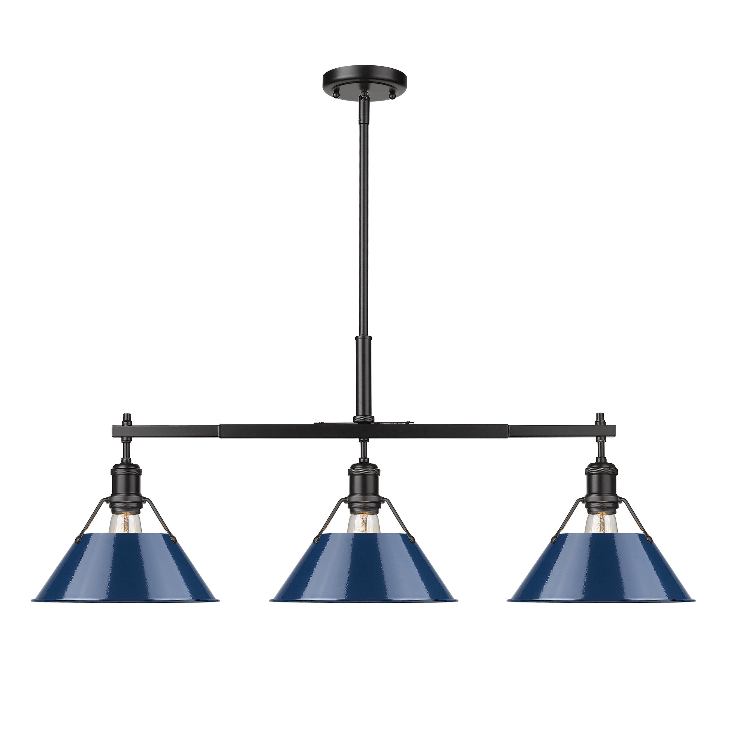 Yep by Golden Lighting Orwell 3-light Island Light in Matte Black and Navy Blue shade - - Golden Lighting