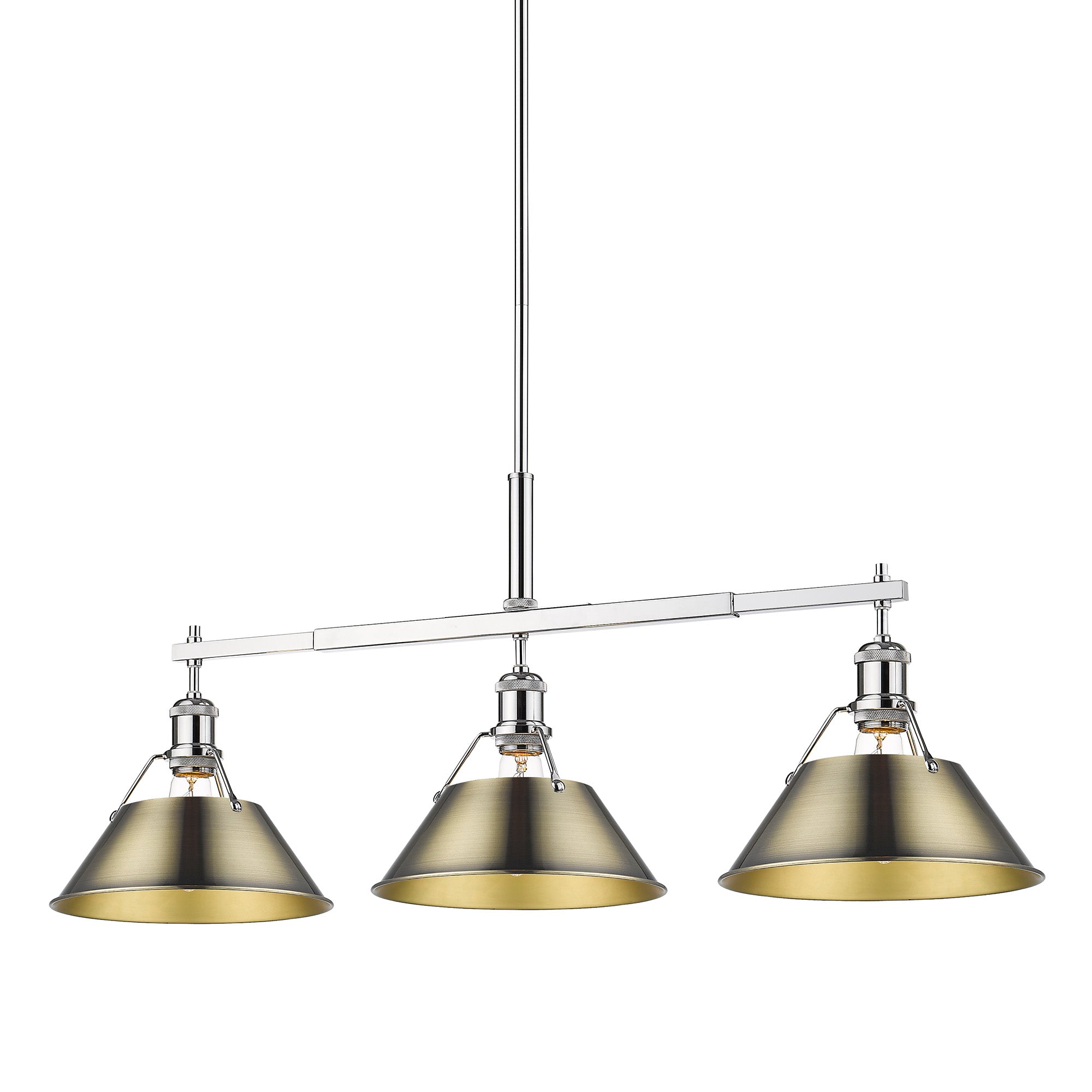 Orwell 3-Light Linear Pendant in Chrome with Aged Brass - Default Title - Golden Lighting