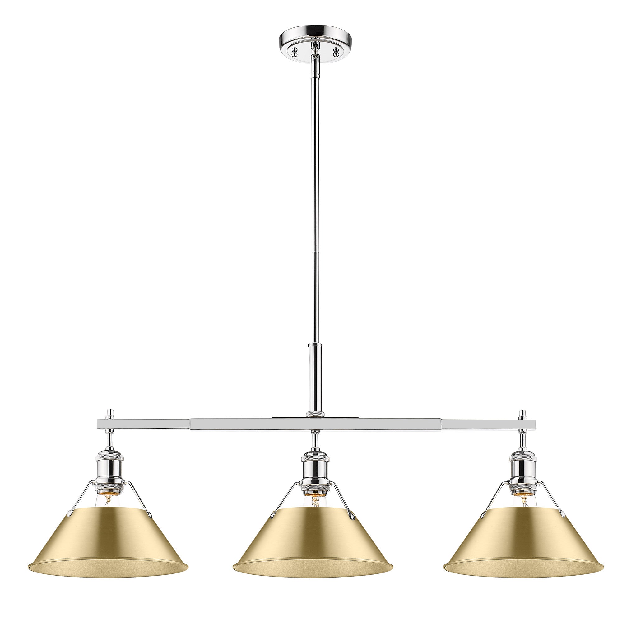 Yep by Golden Lighting Orwell 3-light Island Light in Chrome and Brushed Champagne Brass shade - - Golden Lighting