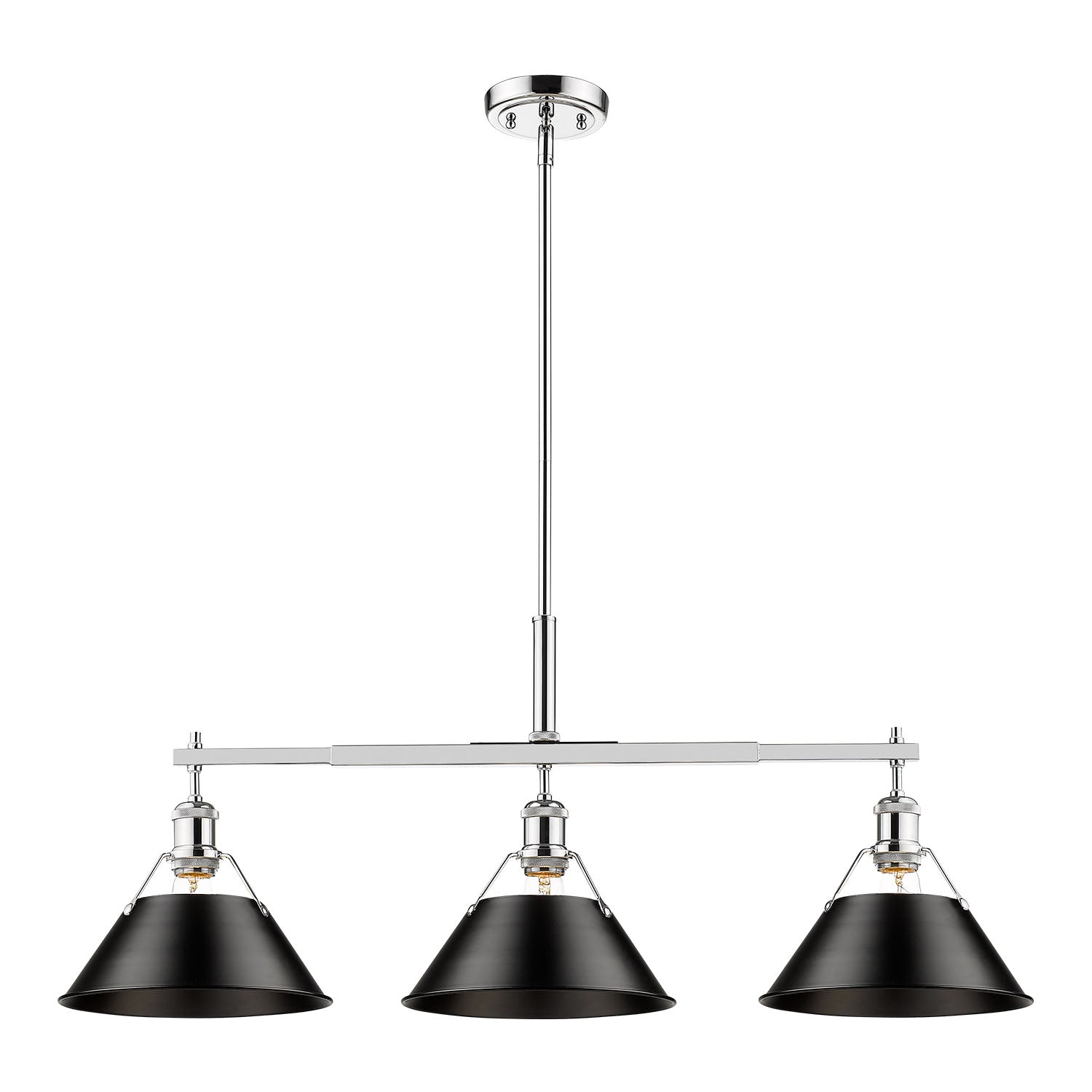 Orwell 3-Light Linear Pendant in Chrome with Matte Black - Default Title - Golden Lighting