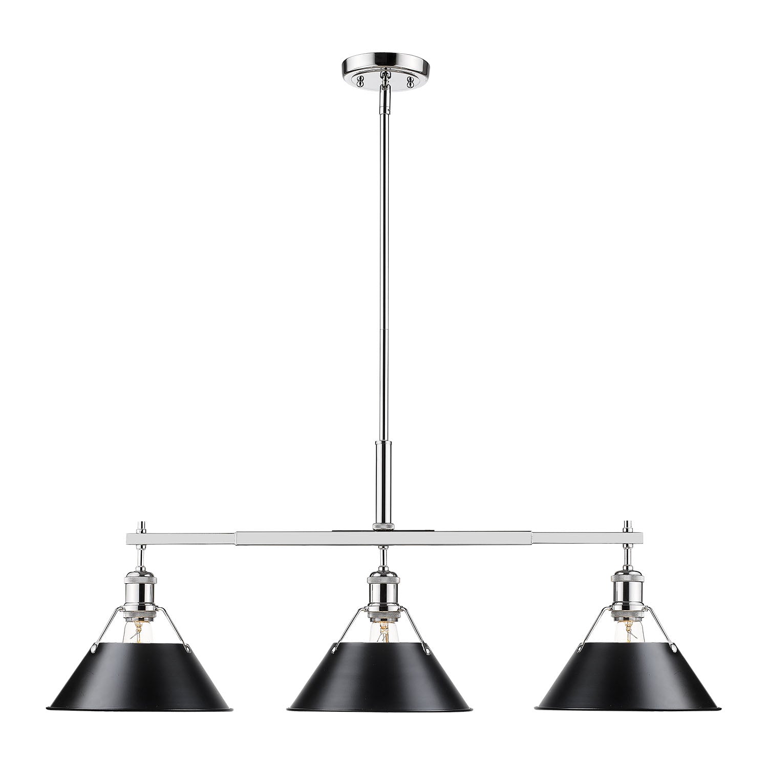 Yep by Golden Lighting Orwell 3-light Island Light in Chrome and Matte Black shade - - Golden Lighting