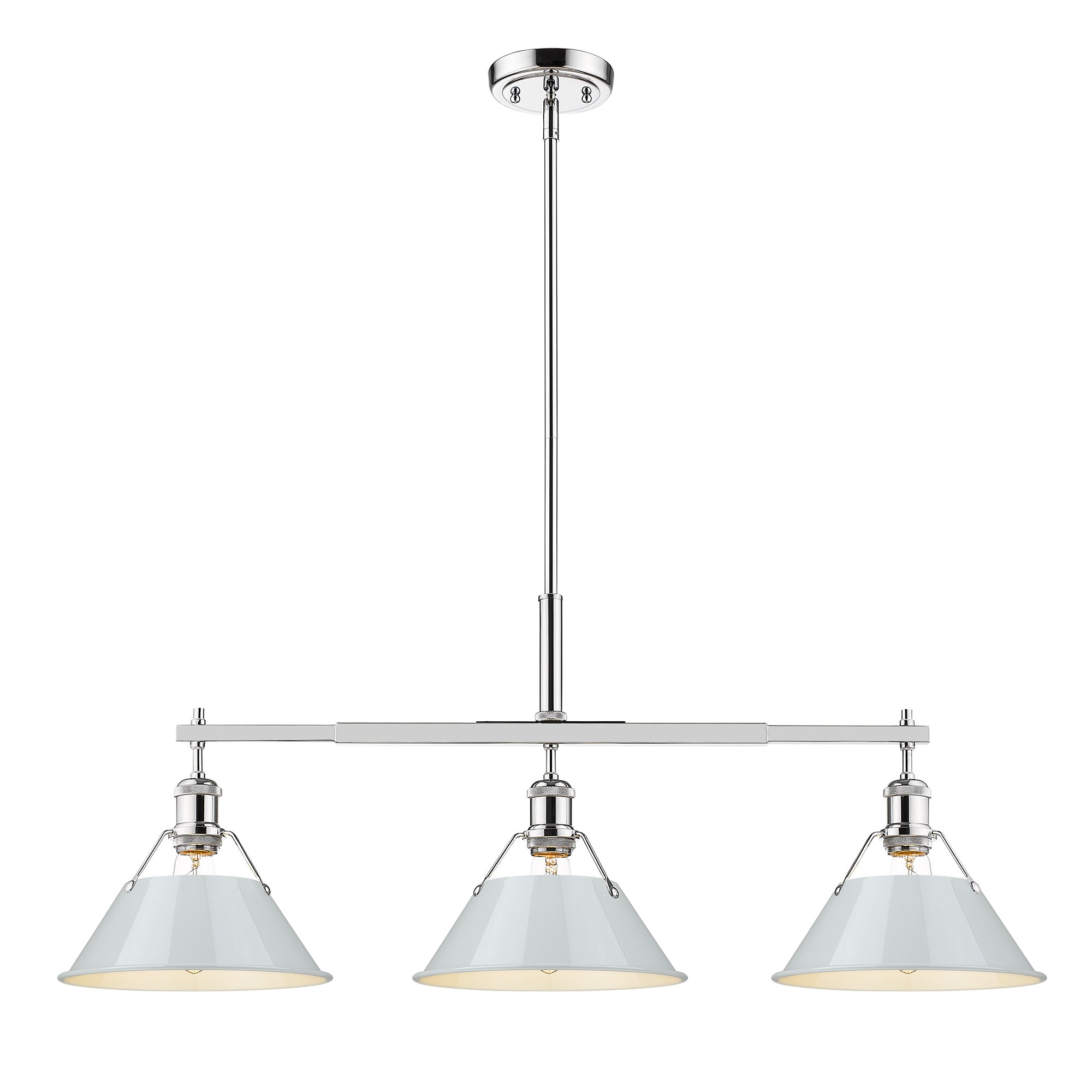 Yep by Golden Lighting Orwell 3-light Island Light in Chrome and Dusky Blue shade - - Golden Lighting