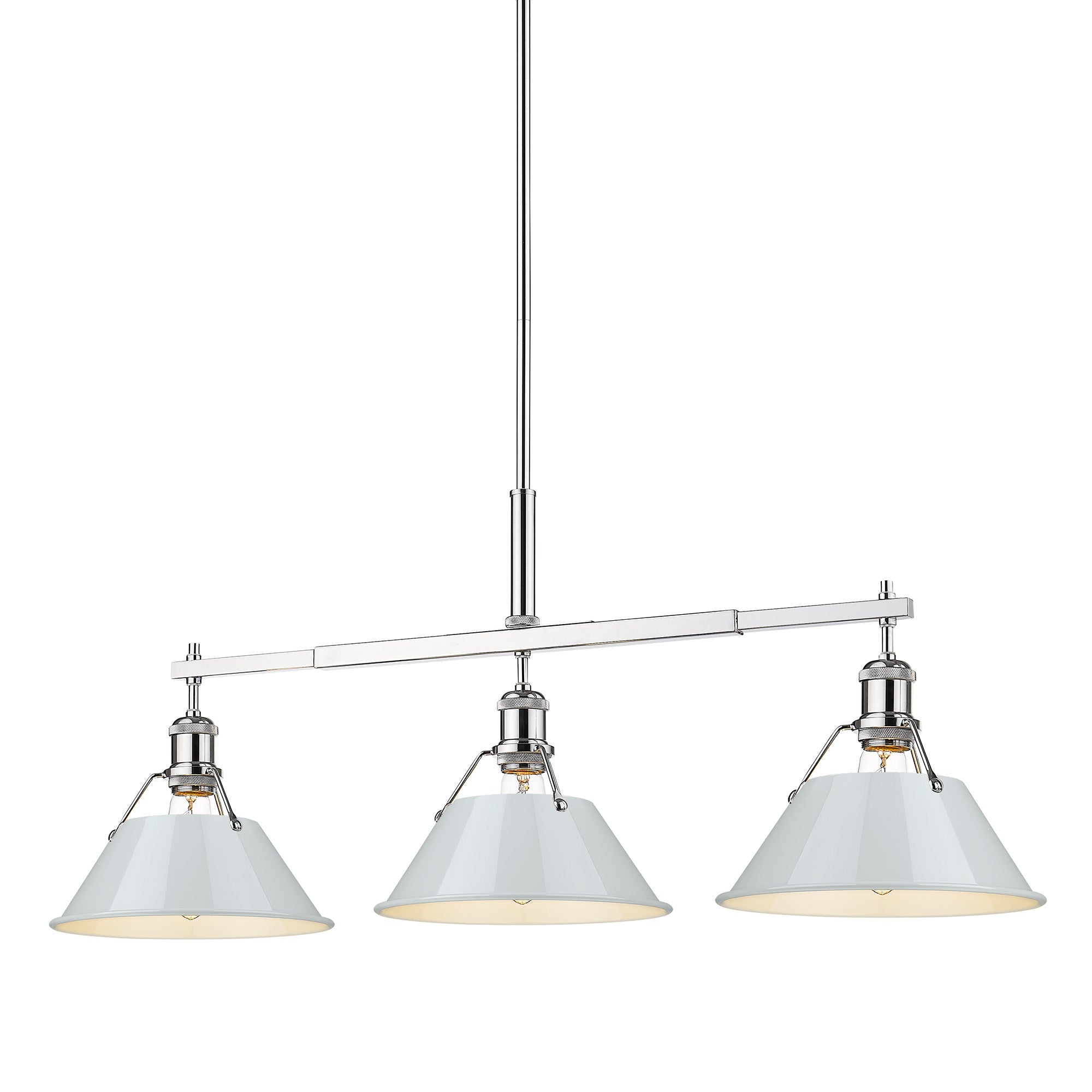 Orwell 3-Light Linear Pendant in Chrome with Dusky Blue - Default Title - Golden Lighting
