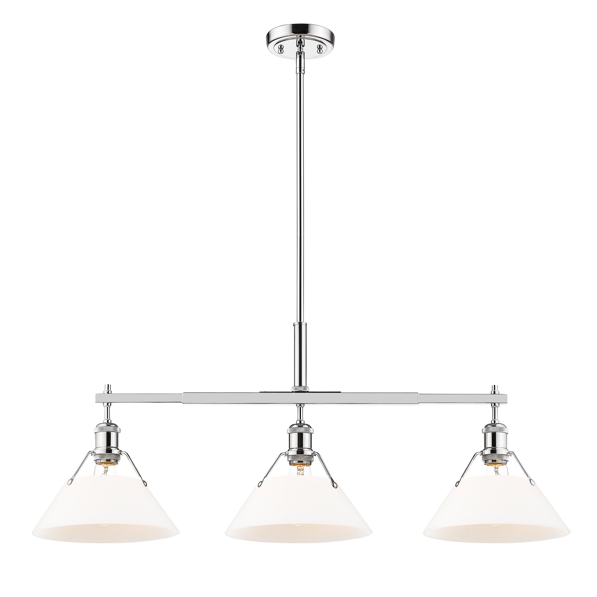 Yep by Golden Lighting Orwell 3-light Island Light in Chrome and Opal Glass