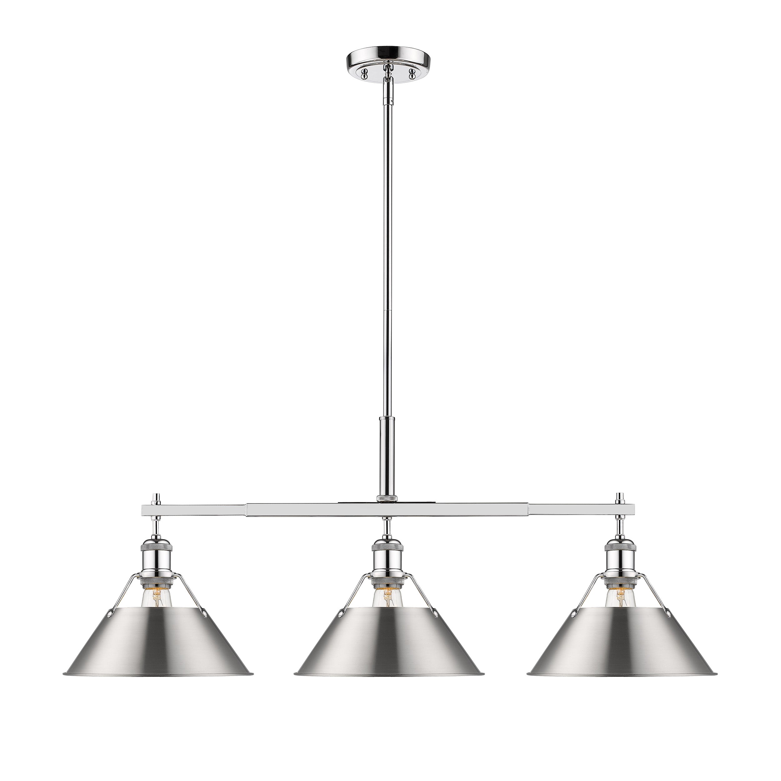 Yep by Golden Lighting Orwell 3-light Island Light in Chrome and Pewter shade - - Golden Lighting