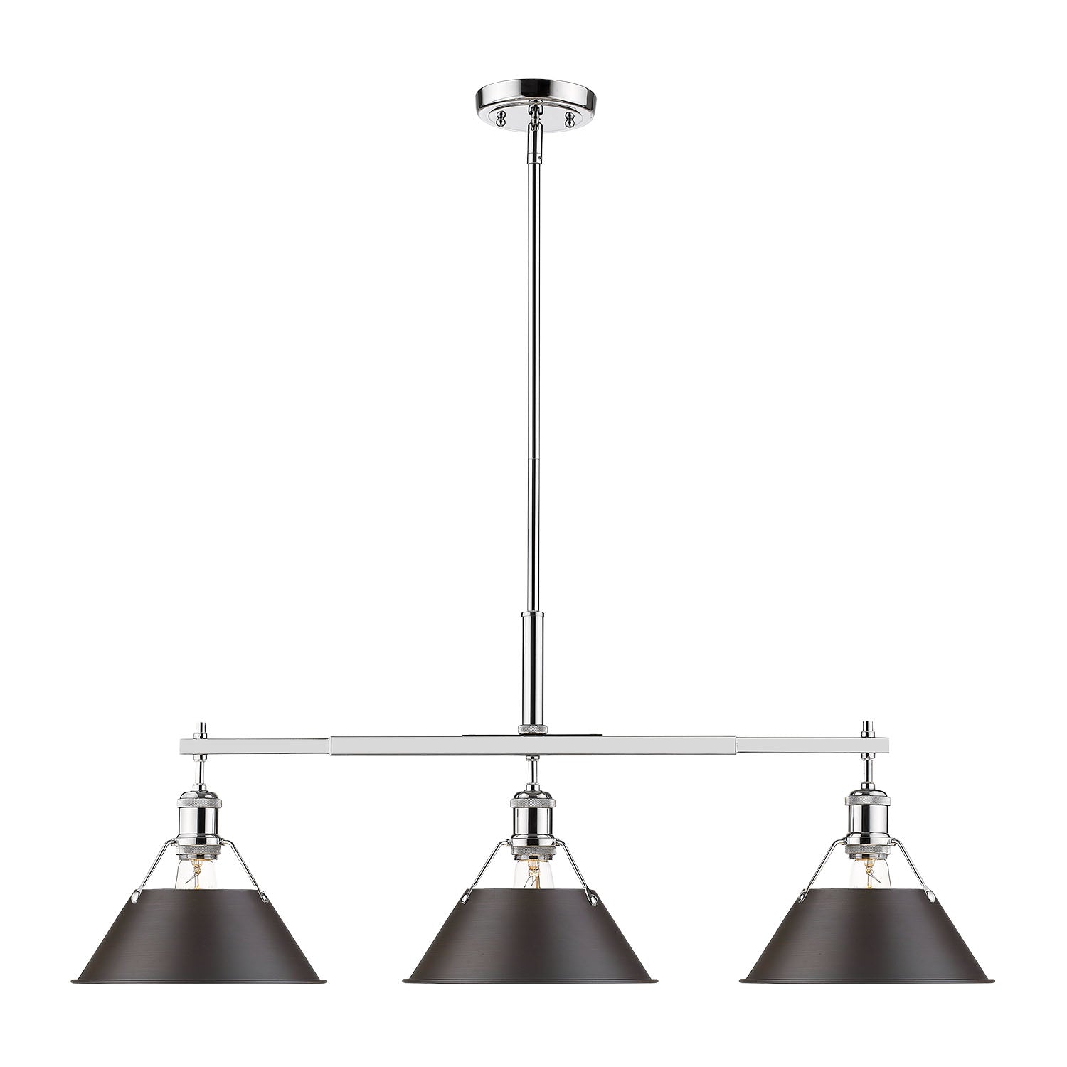 Yep by Golden Lighting Orwell 3-light Island Light in Chrome and Rubbed Bronze shade - - Golden Lighting