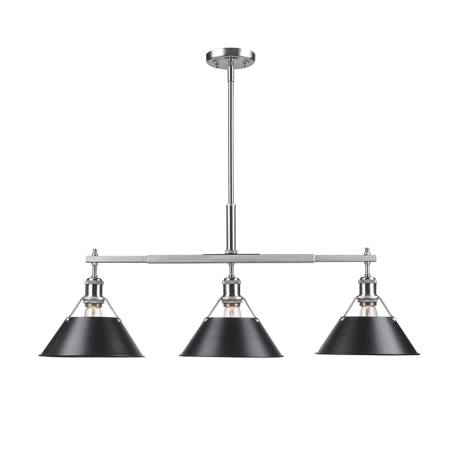 Yep by Golden Lighting Orwell 3-light Island Light in Pewter and Matte Black shade - - Golden Lighting