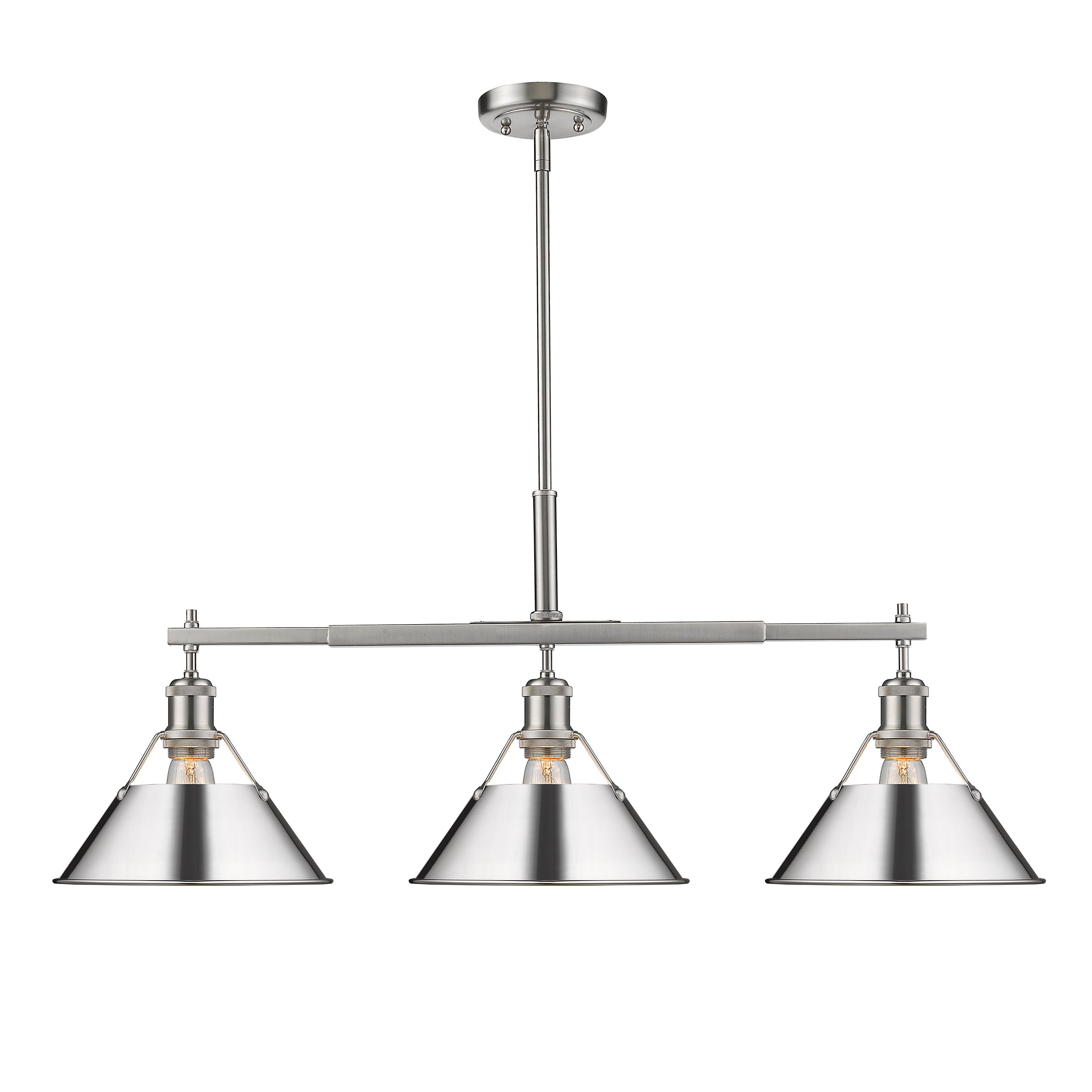 Yep by Golden Lighting Orwell 3-light Island Light in Pewter and Chrome shade - - Golden Lighting