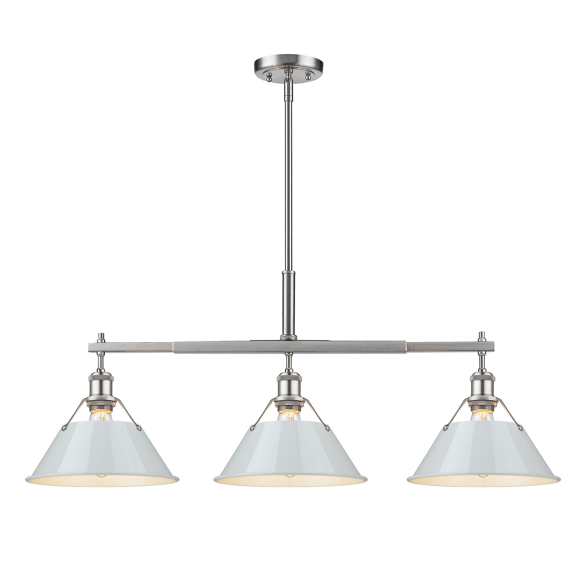 Yep by Golden Lighting Orwell 3-light Island Light in Pewter and Dusky Blue shade - - Golden Lighting