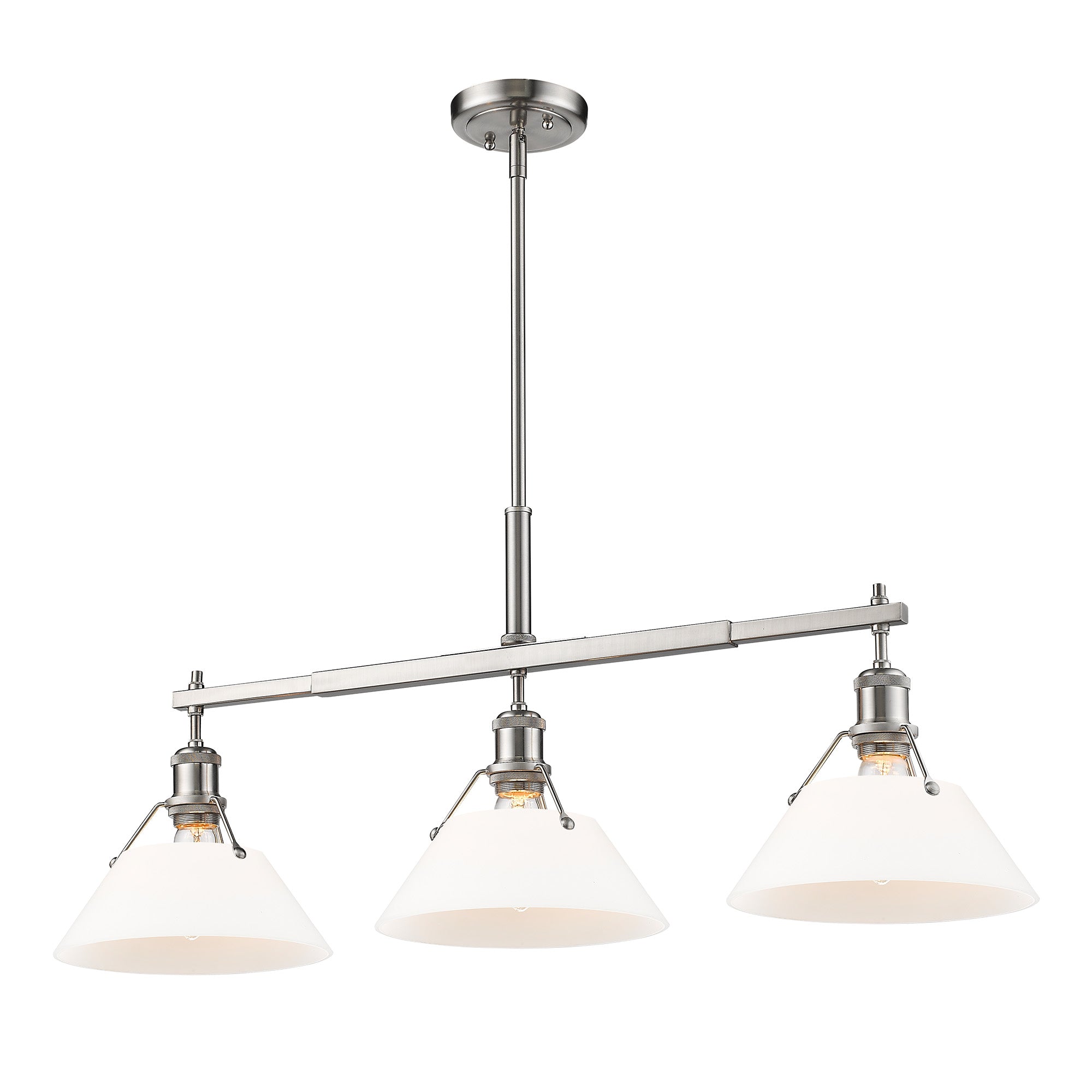 Orwell 3-Light Linear Pendant in Pewter with Opal Glass - Default Title - Golden Lighting