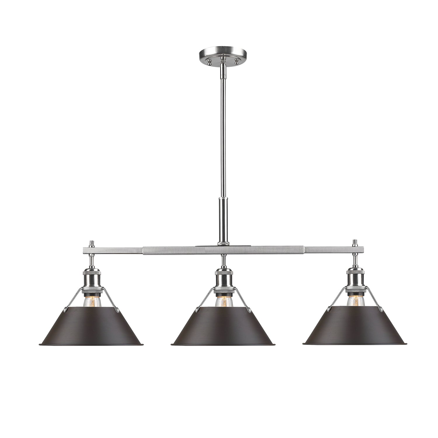 Yep by Golden Lighting Orwell 3-light Island Light in Pewter and Rubbed Bronze shade - - Golden Lighting