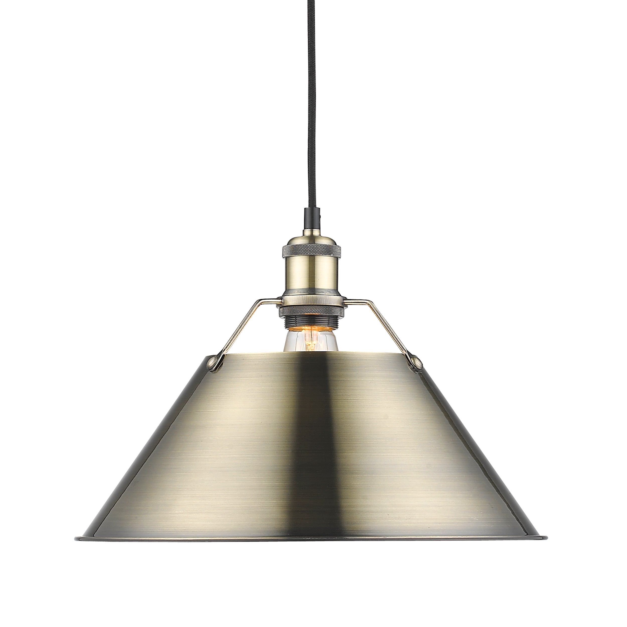 Yep by Golden Lighting Orwell 1-light 14in Pendant in Aged Brass - - Golden Lighting