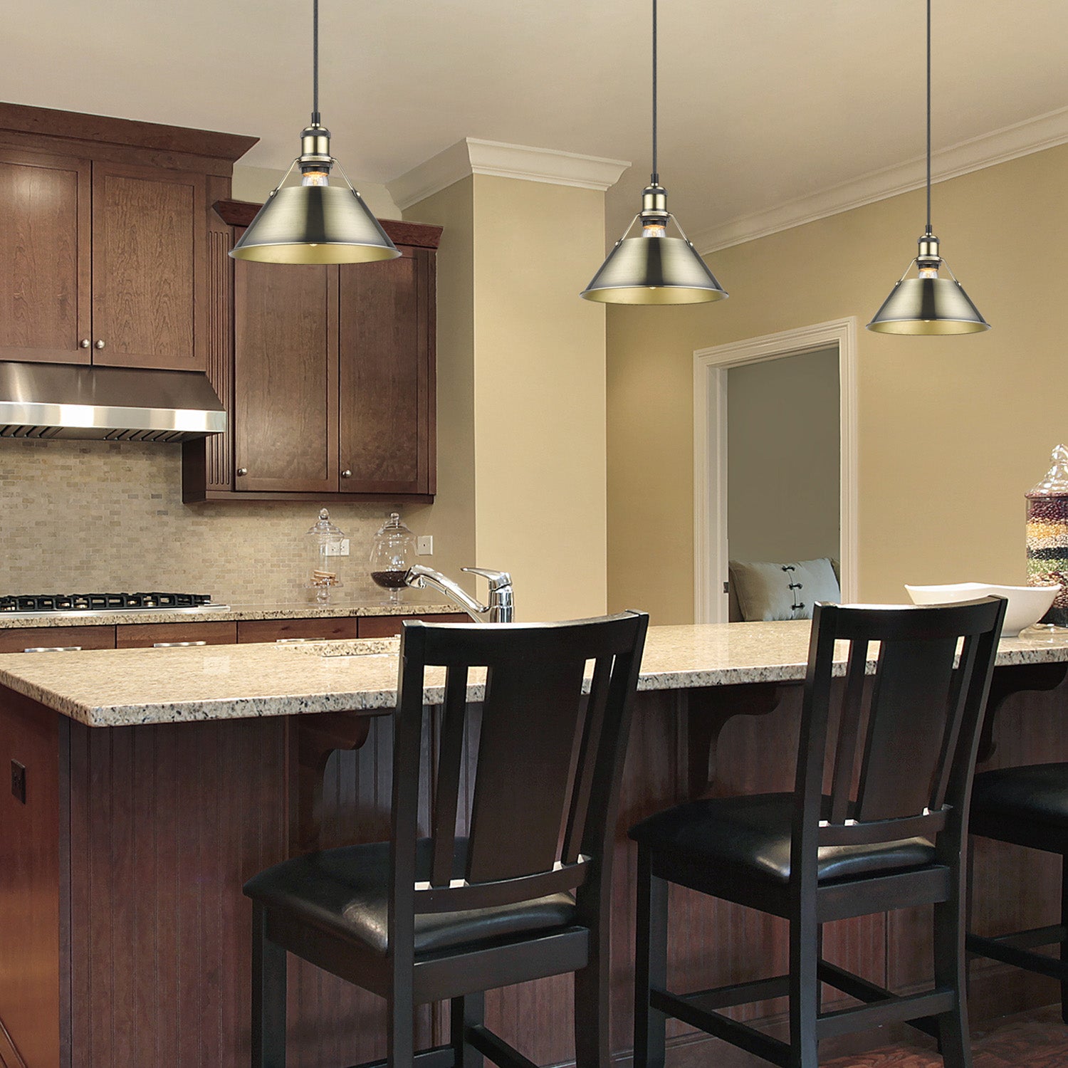 Yep by Golden Lighting Orwell 1-light 14in Pendant in Aged Brass - Default Title - Golden Lighting