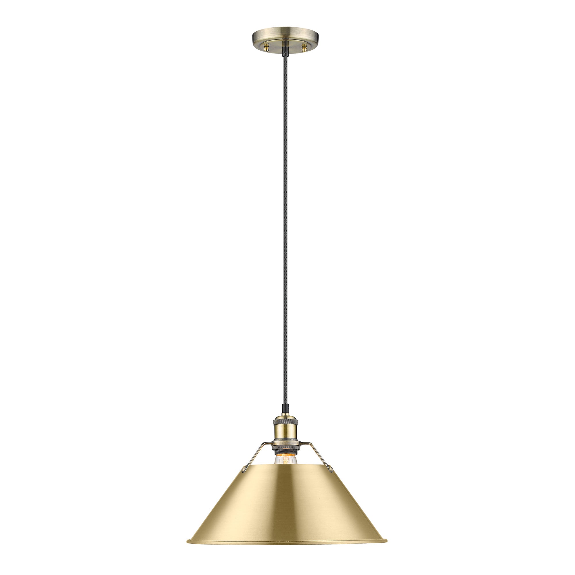 Yep by Golden Lighting Orwell 1-light 14in Pendant in Aged Brass and Brushed Champagne Brass shade - - Golden Lighting