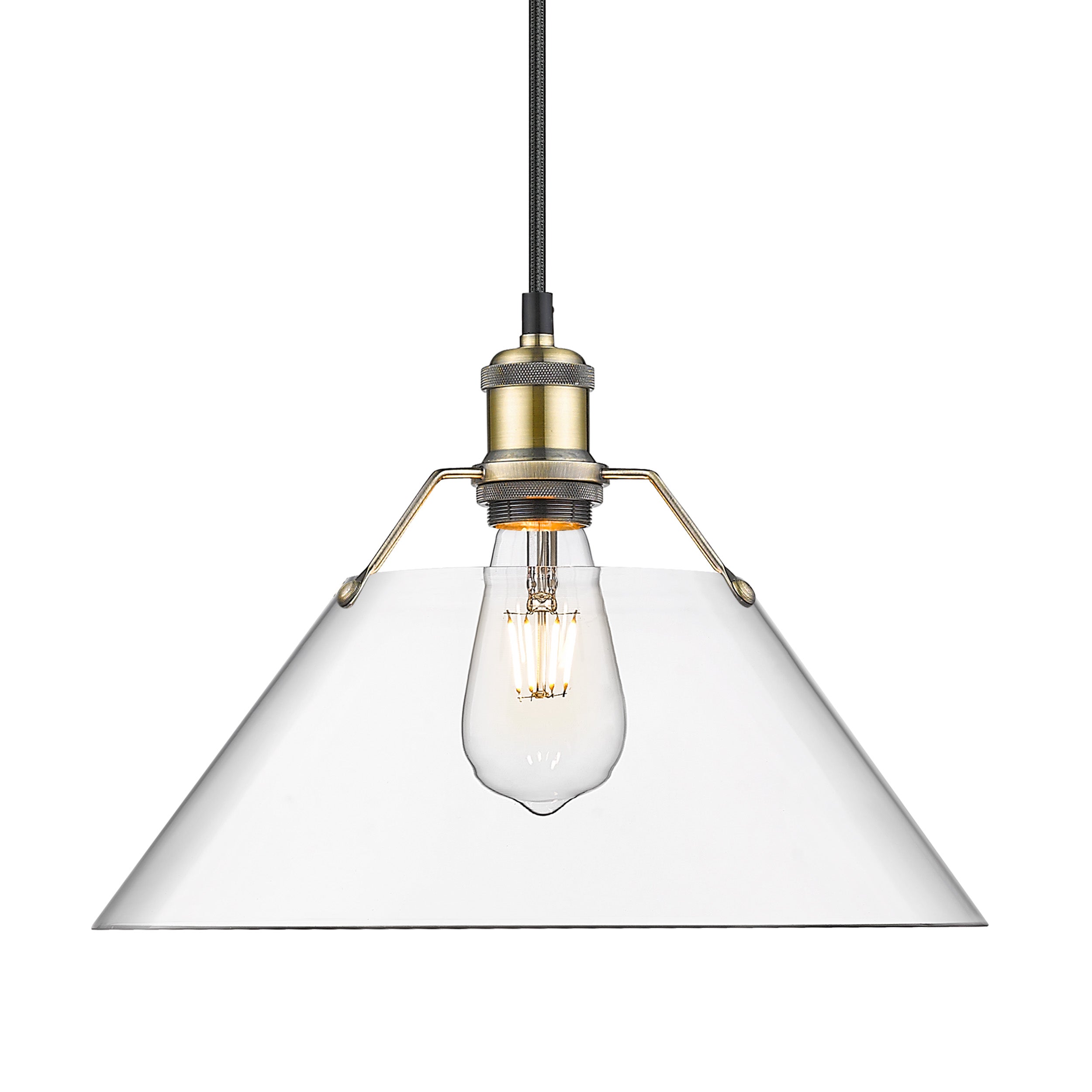 Yep by Golden Lighting Orwell 1-light 14in Pendant in Aged Brass and Clear Glass - Default Title - Golden Lighting
